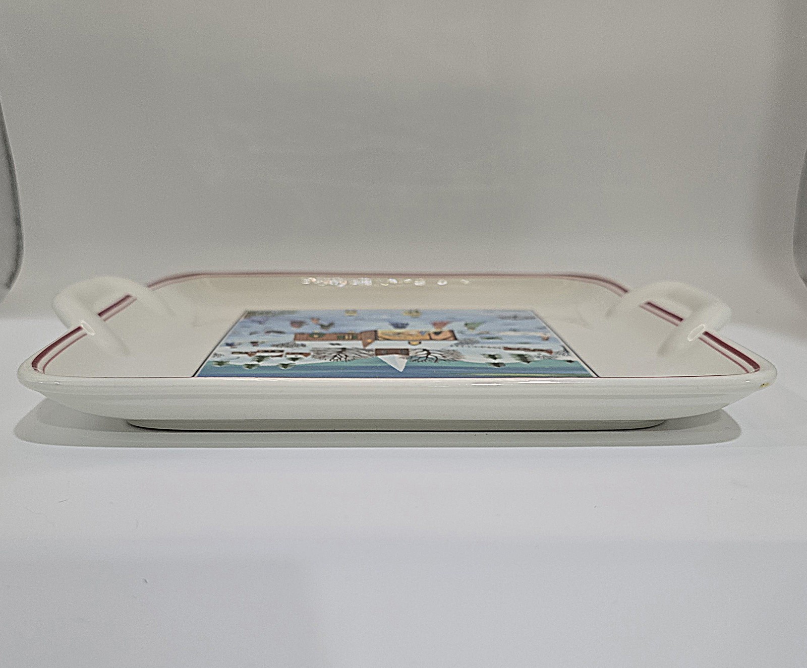 Villeroy & Boch Naif Christmas Square Handled Cake Plate Porcelain