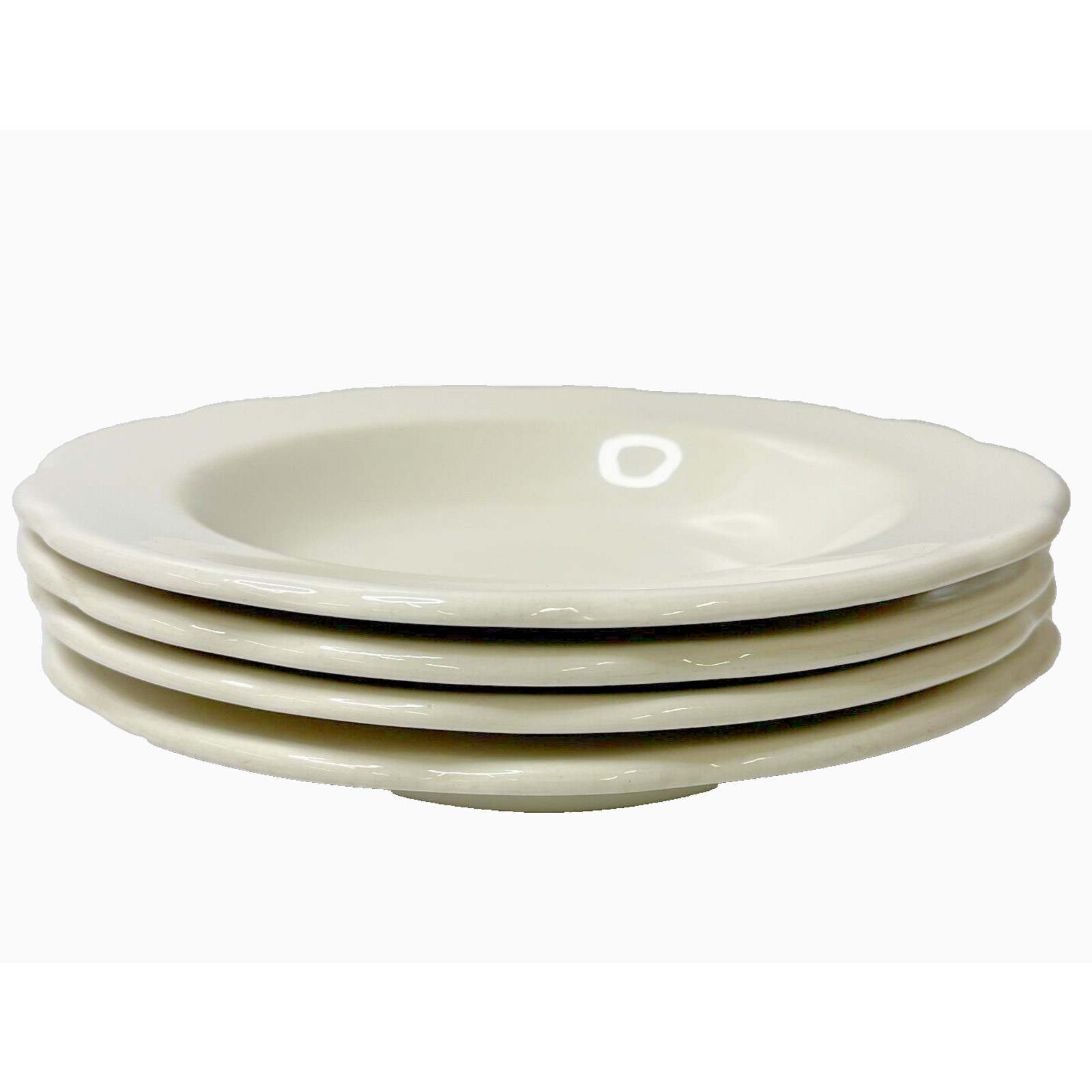 Lot of 4 Buffalo China Off White Scalloped Luncheon Plates 8 3/4 inches