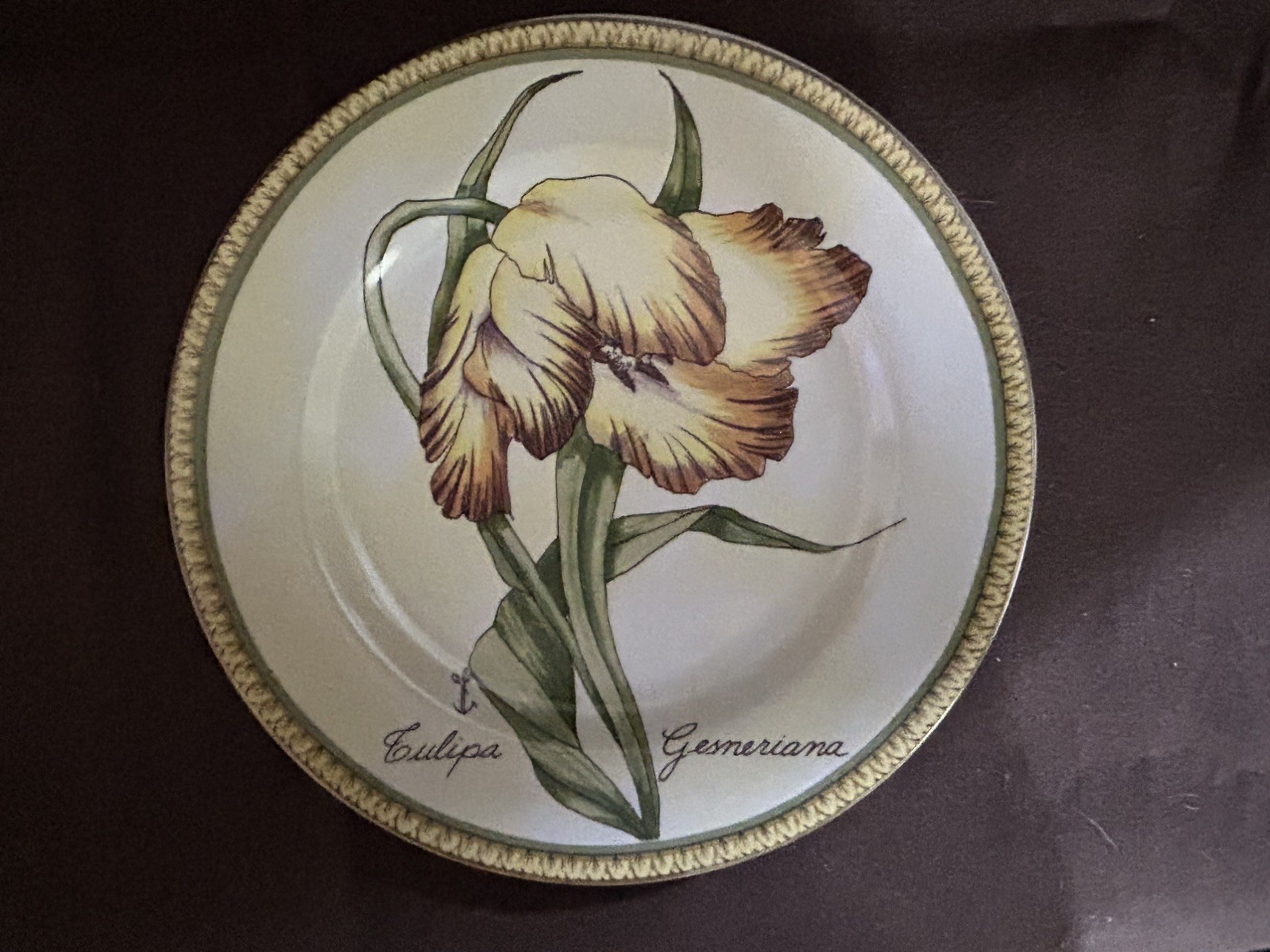 Vintage American Atelier Botanical 8″ Decorative Plates Orchid & Iris Set Of 4