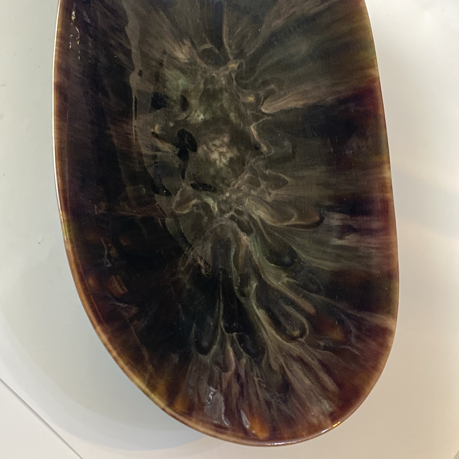 Vintage Beauce Quebec Large Bowl/ Centerpiece Part 1335 Marble Glazed