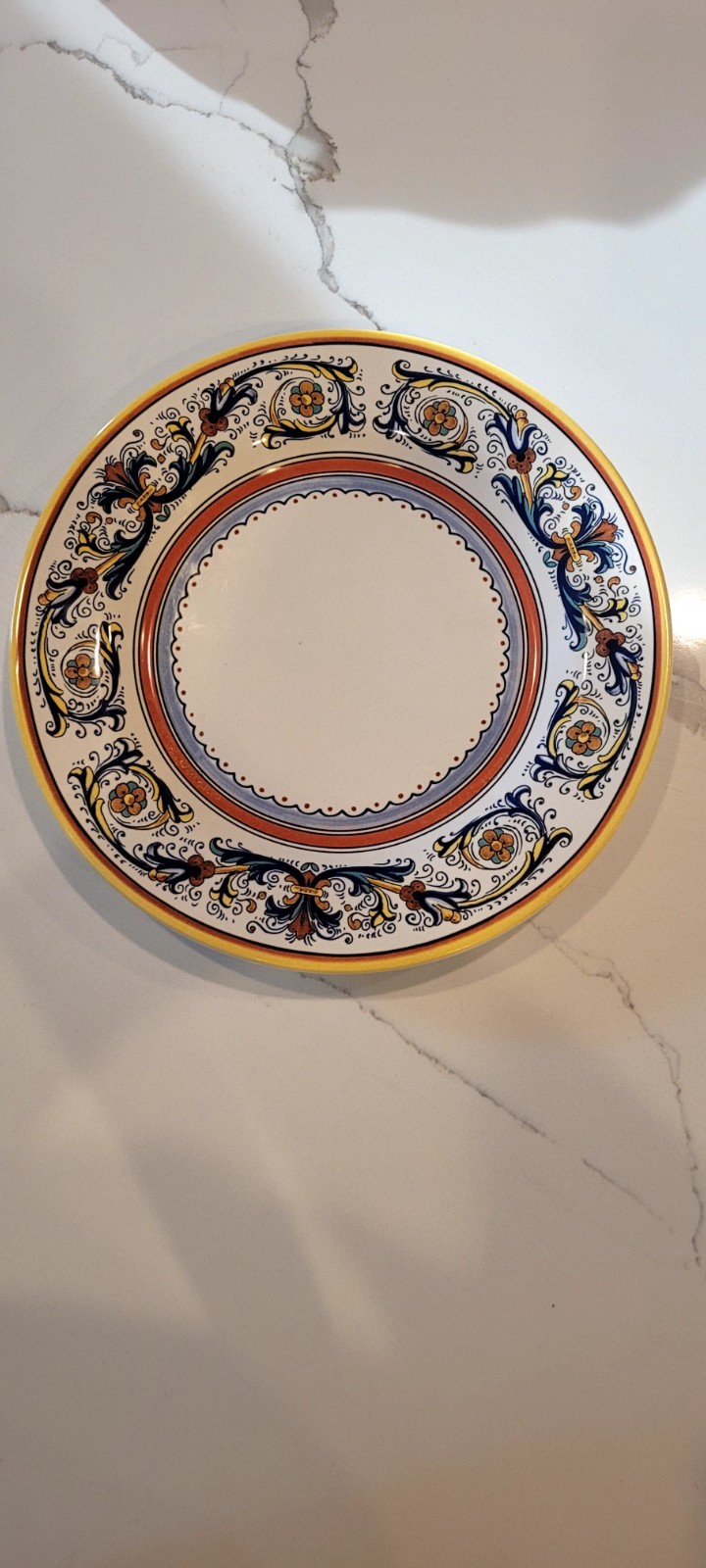 deruta italian pottery 9 ” plate. Has two imperfections. See picture