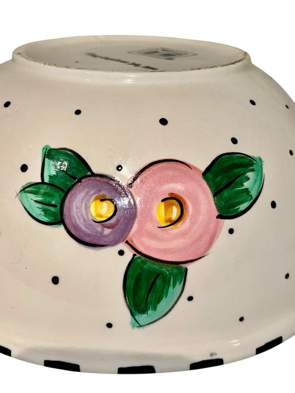 VTG GAETANO Pottery Mary Engelbreit Serving Mixing Bowl Rose Flower Design 1994