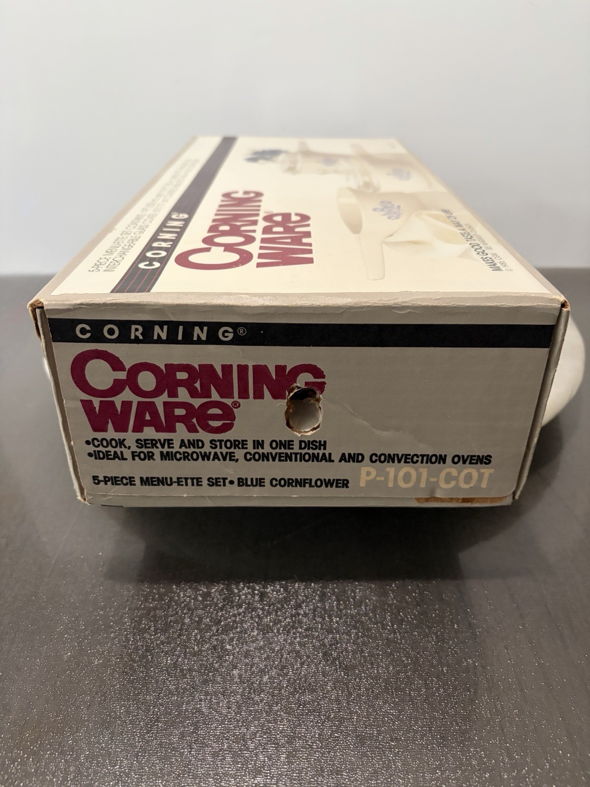 New Vintage 1985 Corning Ware 5 Piece Menu-Ette Set in Blue Cornflower P-101-COT