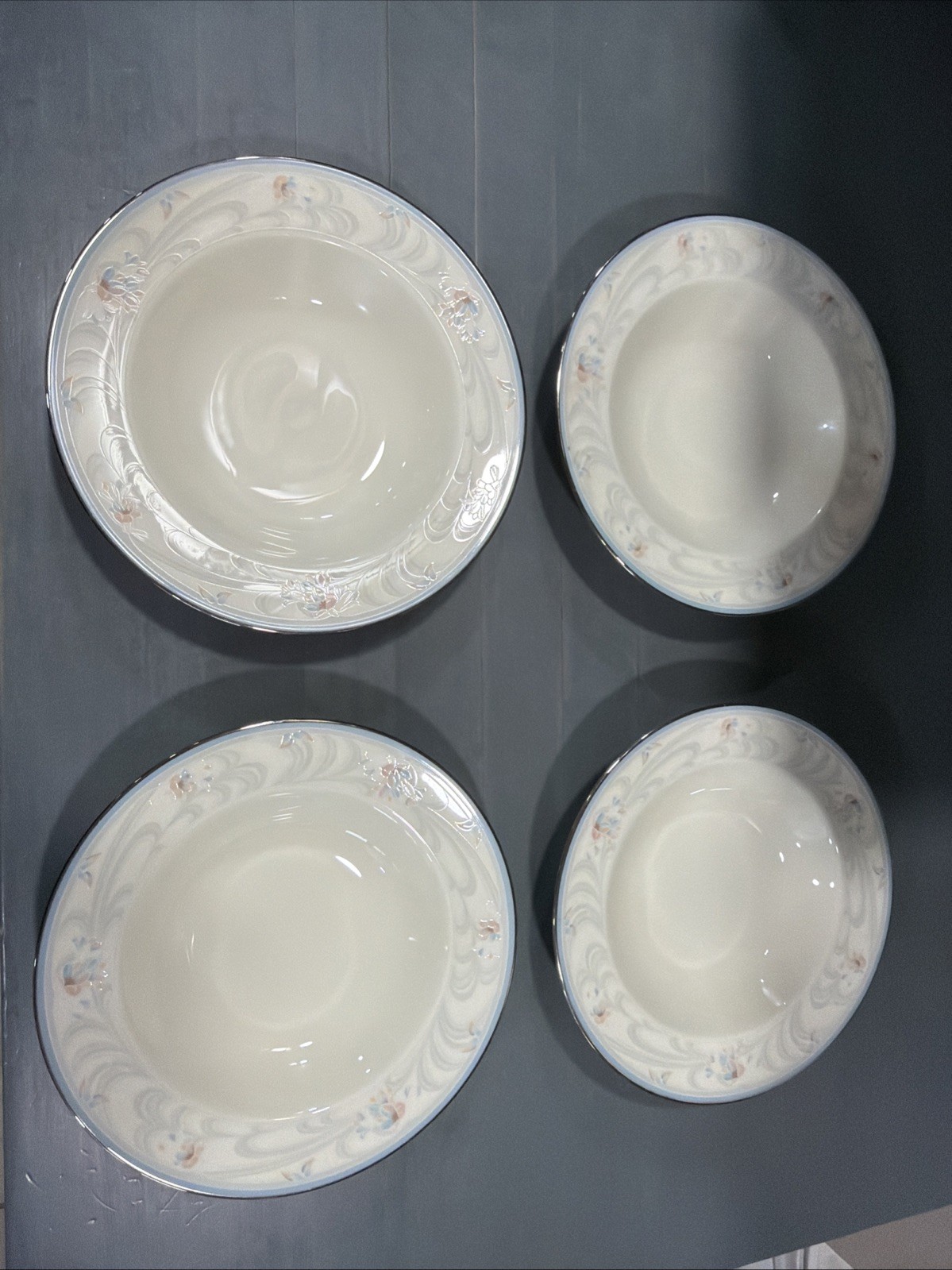 Noritake Fine China – EVERMORE Pattern #9735 – 8 1/4″ Rim Soup Bowl Set Of 4