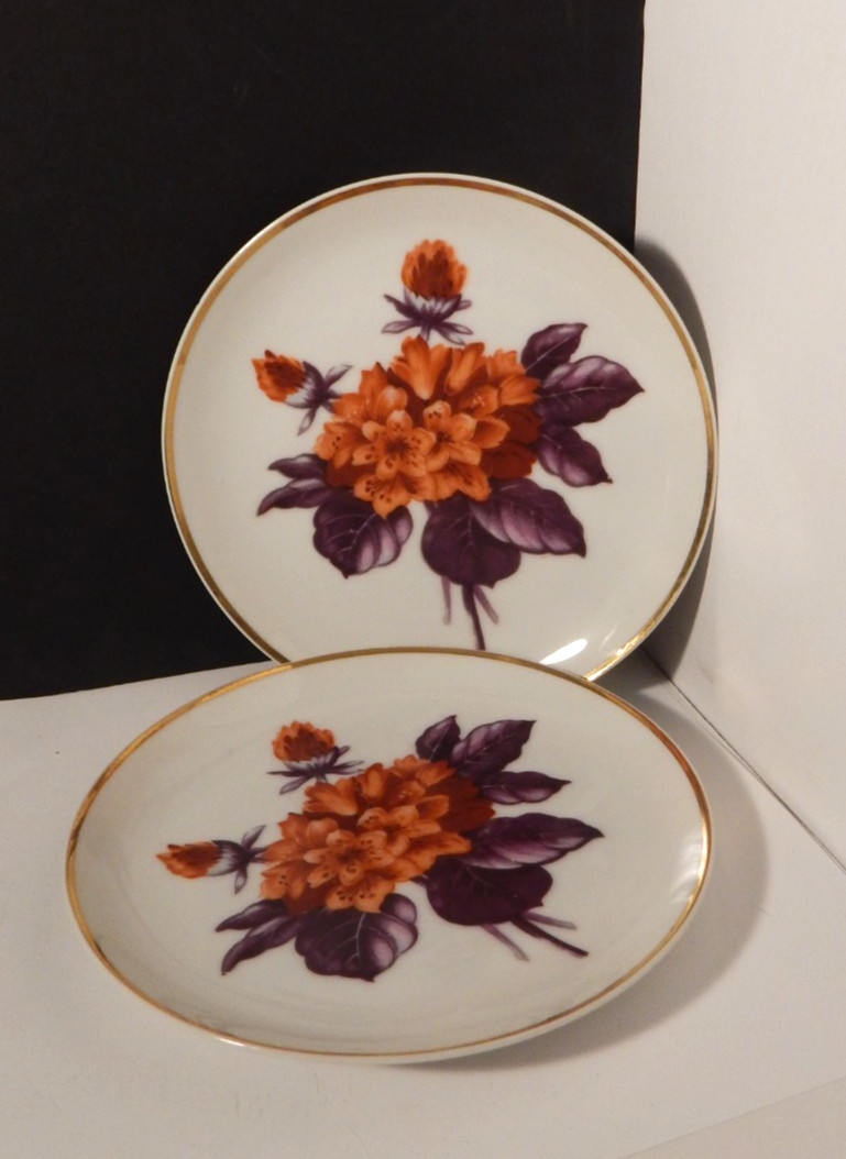 UCAGCO China Floral Motif Plates. Made in Occupied Japan 2 PC Set 6.5″ D NICE