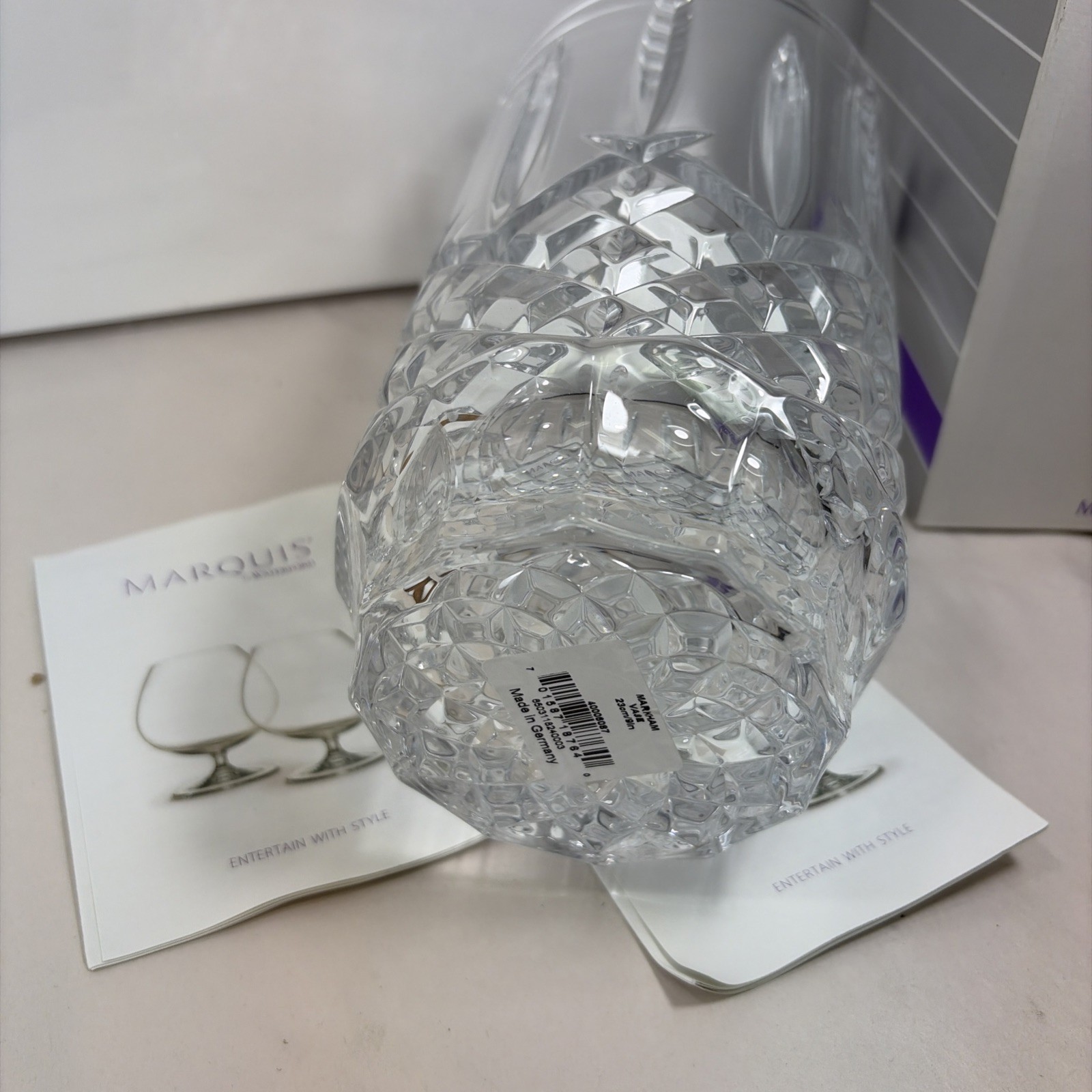 9″ WATERFORD Crystal Marquis Markham Vase Germany Heavy