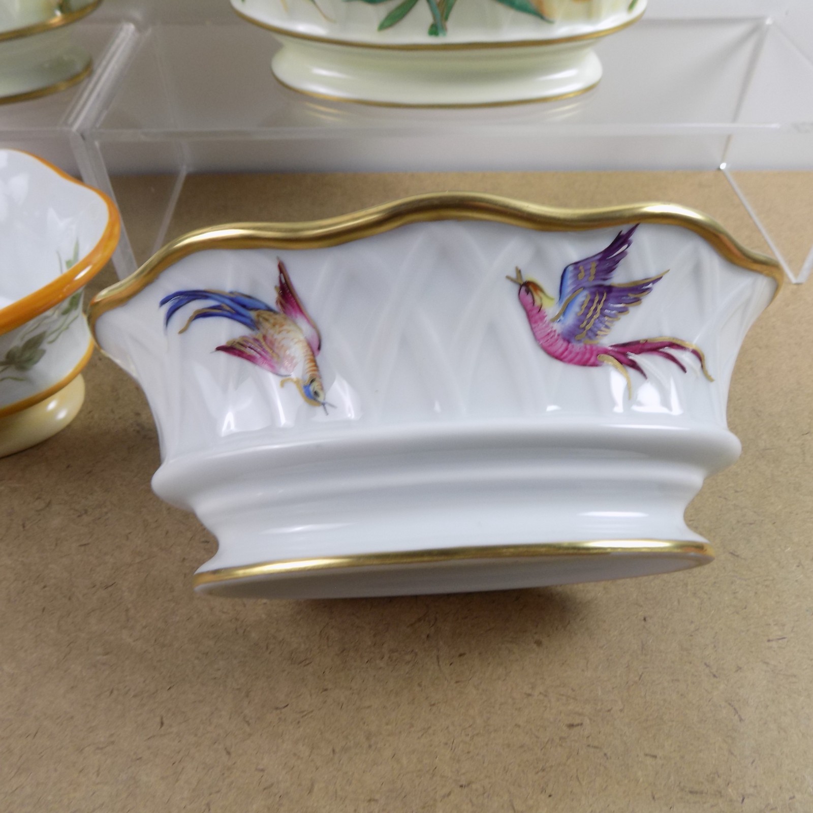 4 Chamart Peint Main Limoges Porcelain Oval Bowls or Planters 7.75″x3″ VGC