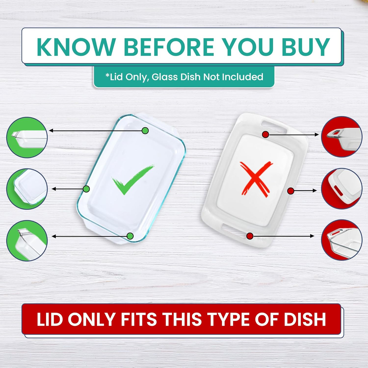 Replacement Lid Fits Pyrex 9X13 233 Glass Casserole Baking Dish Container with T
