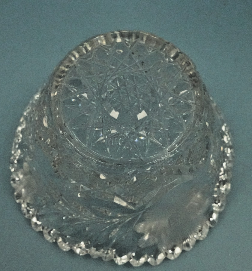 Antique American brilliant Period Cut Glass Mayonnaise Bowl w/ Under Plate