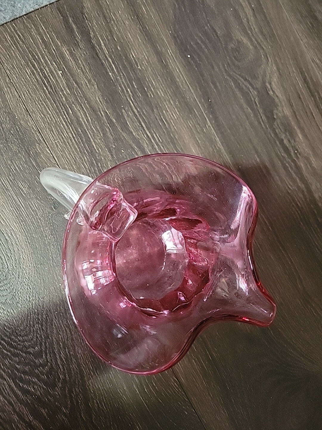 Signed Wheaton Village Studio Art Glass Cranberry Pink Pitcher NJ 9in 2000