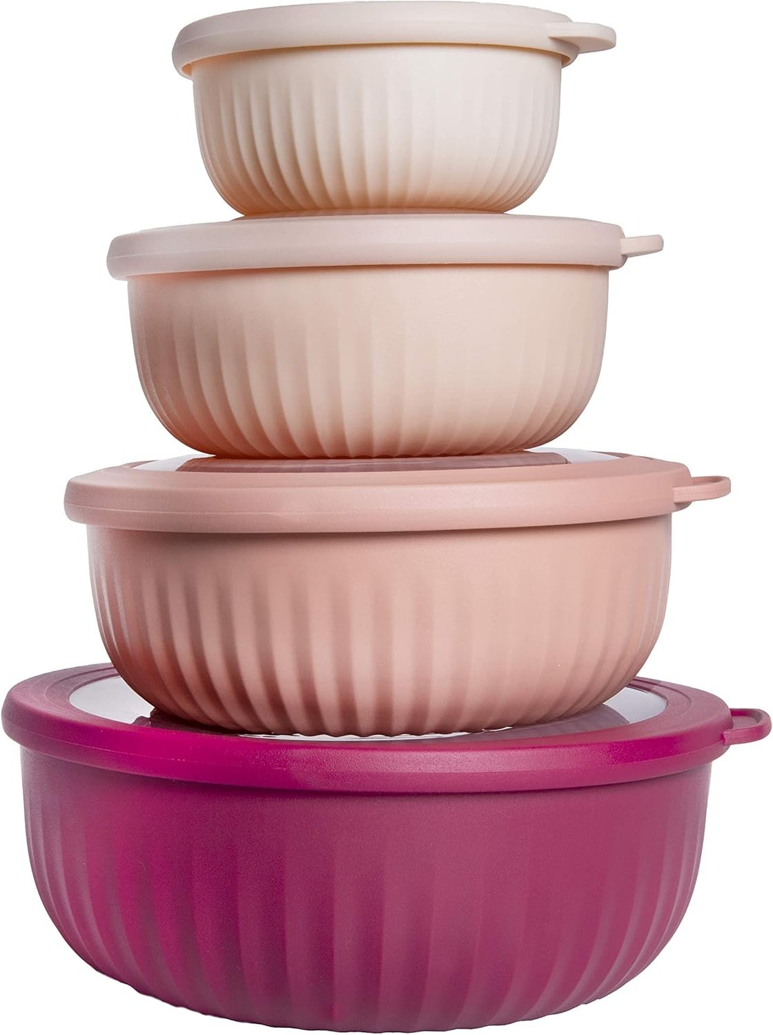 COOK WITH COLOR Prep Bowls w Lids 8Pc Nesting Mixing Set Rose