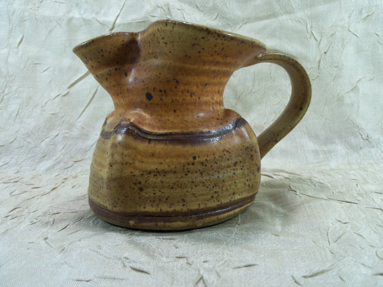 Vintage Studio Art Pottery Creamer Stoneware Handmade 3.5” X 5” 1970s Signed