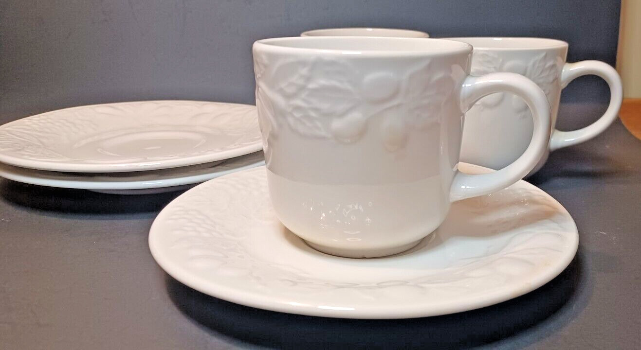 Fruit by Gibson Housewares Cups and Saucers Set of THREE (3)
