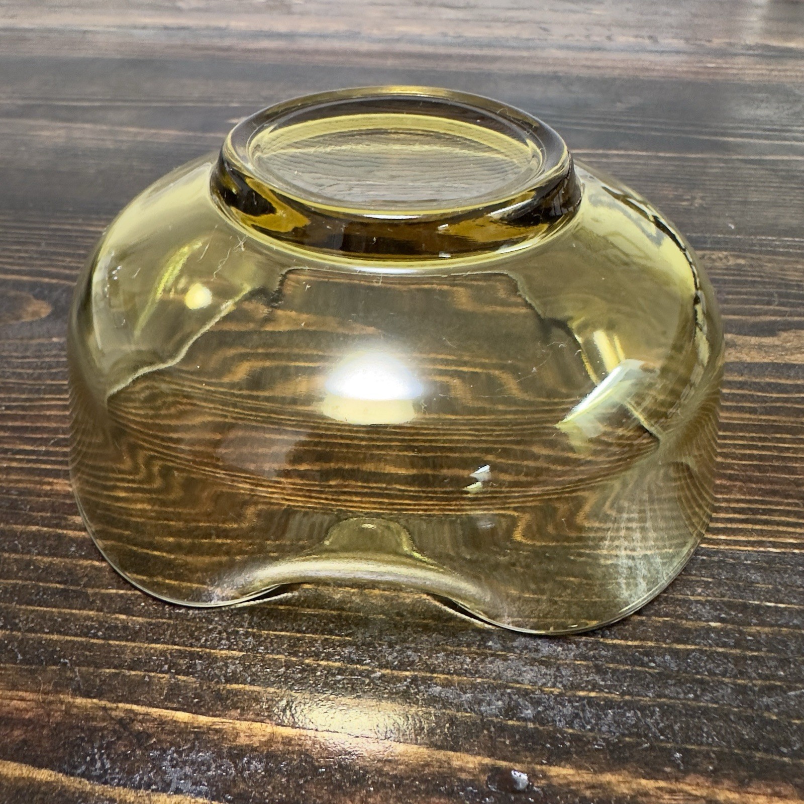 Anchor Hocking Dip Bowl Light Amber Folded Pinched Sides Candy Dish Ash Tray