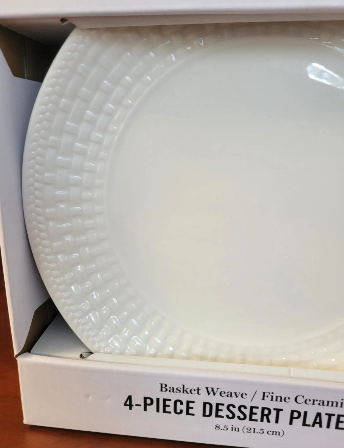 NEW! MARTHA STEWART Basket Weave Set/4 Ceramic Dessert/Salad Charcuterie Plates!