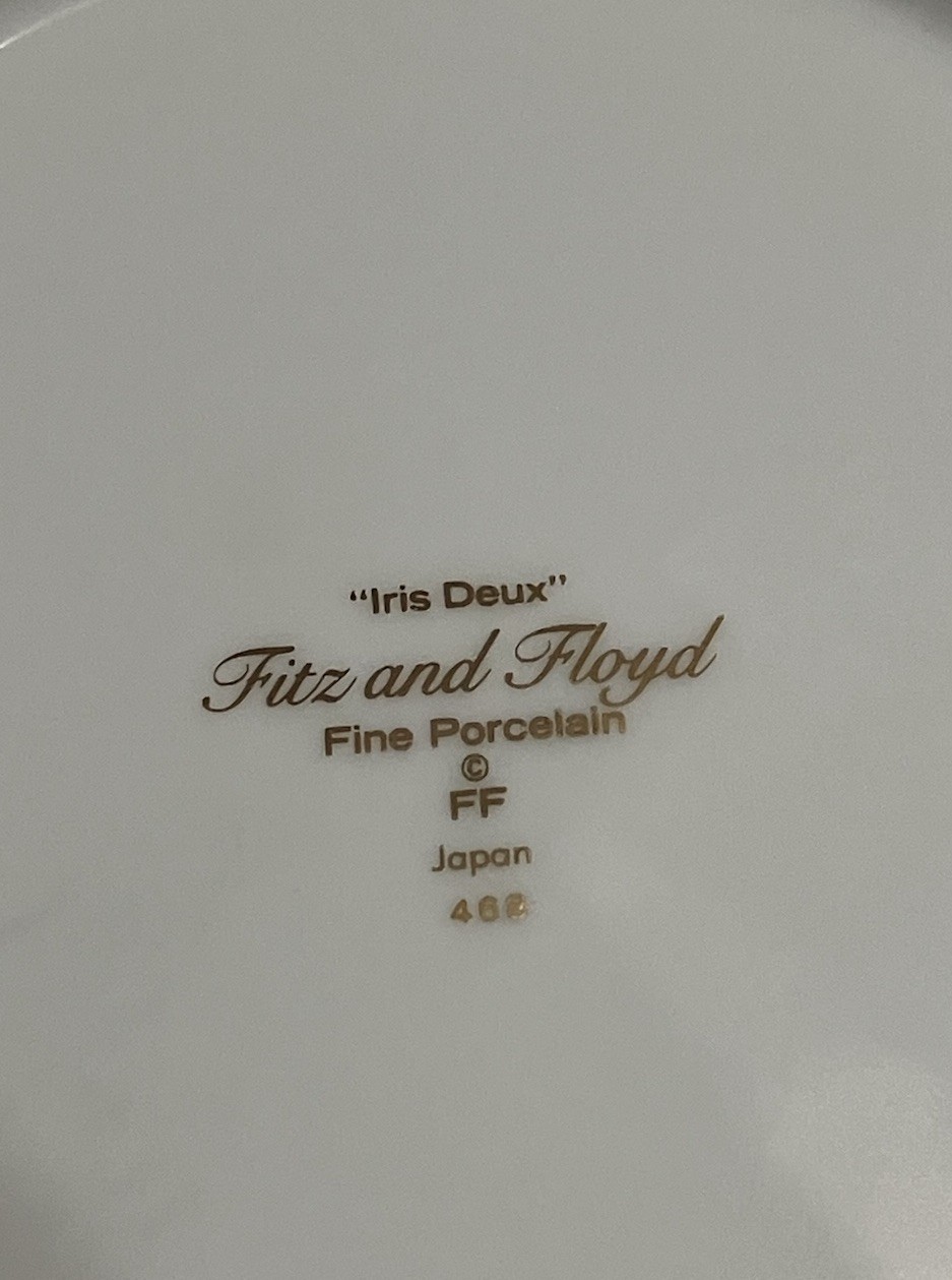 Fitz And Floyd Salad/ Bread Plates (4) Floral Porcelain Gold Trim 7.5 Inches