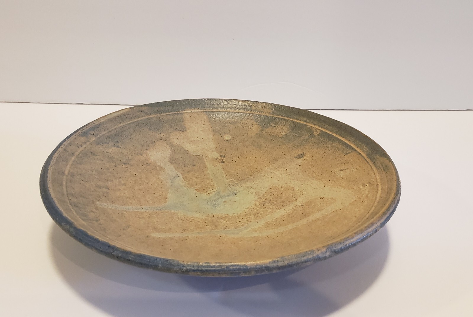 Pottery Plate Natural Blue Grey Brown Tones Has A Rough Texture Western Style