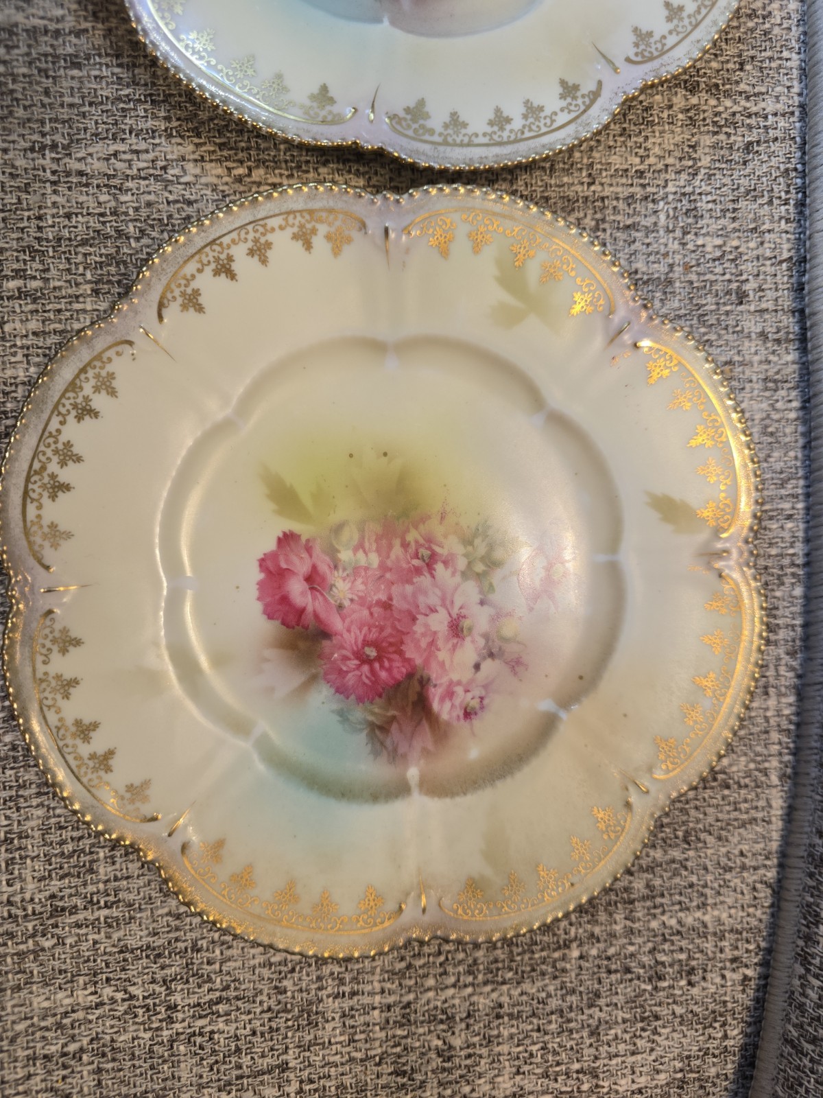 RS Prussia Strassburg Pair Of Dahlia Plates, 6 3/8″