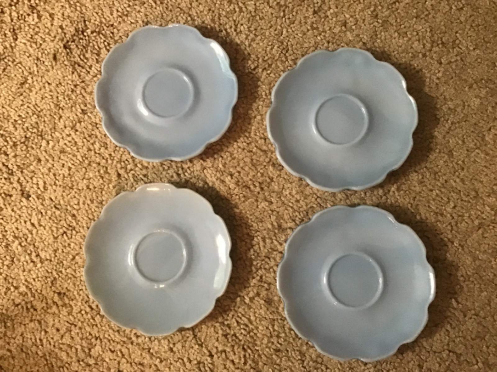 Vintage Jeannette Glass CHERRY BLOSSOM DELPHITE BLUE 14 PC CHILD’S DINNER SET
