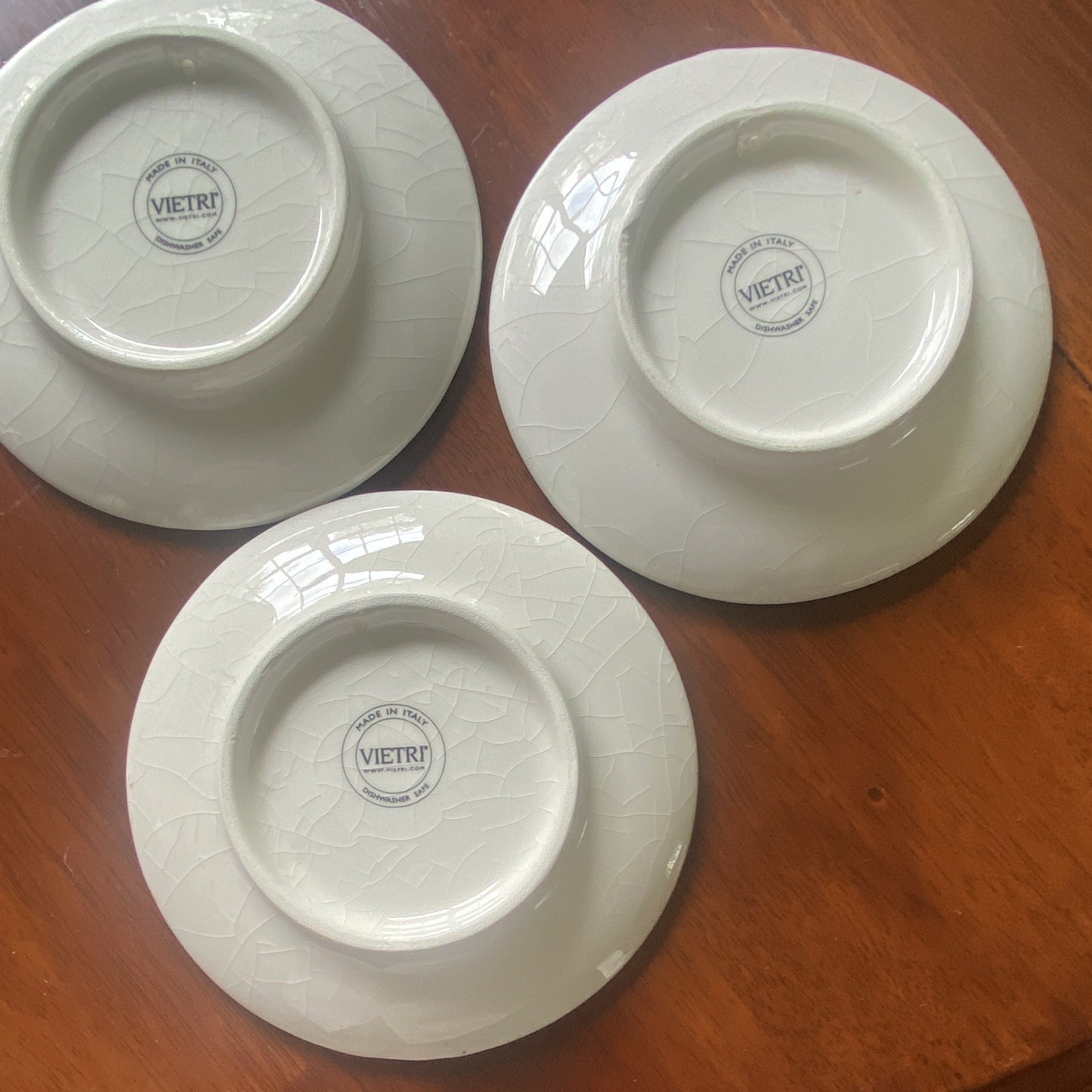VIETRI Ceramic Plates Set of 3 Multicolor Landscape Crackle 5 in Round Italy