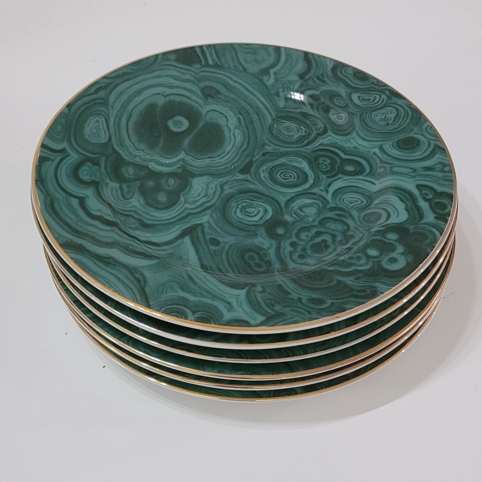 Vintage Neiman Marcus Malachite Appetizer Dessert Plates 6.25in Japan, Set of 6