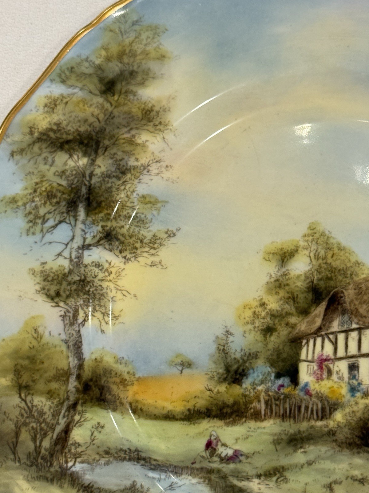 Pristine 1953 Royal Worcester 10.5″ Cabinet Plate Elmley Signed J Smith Mint
