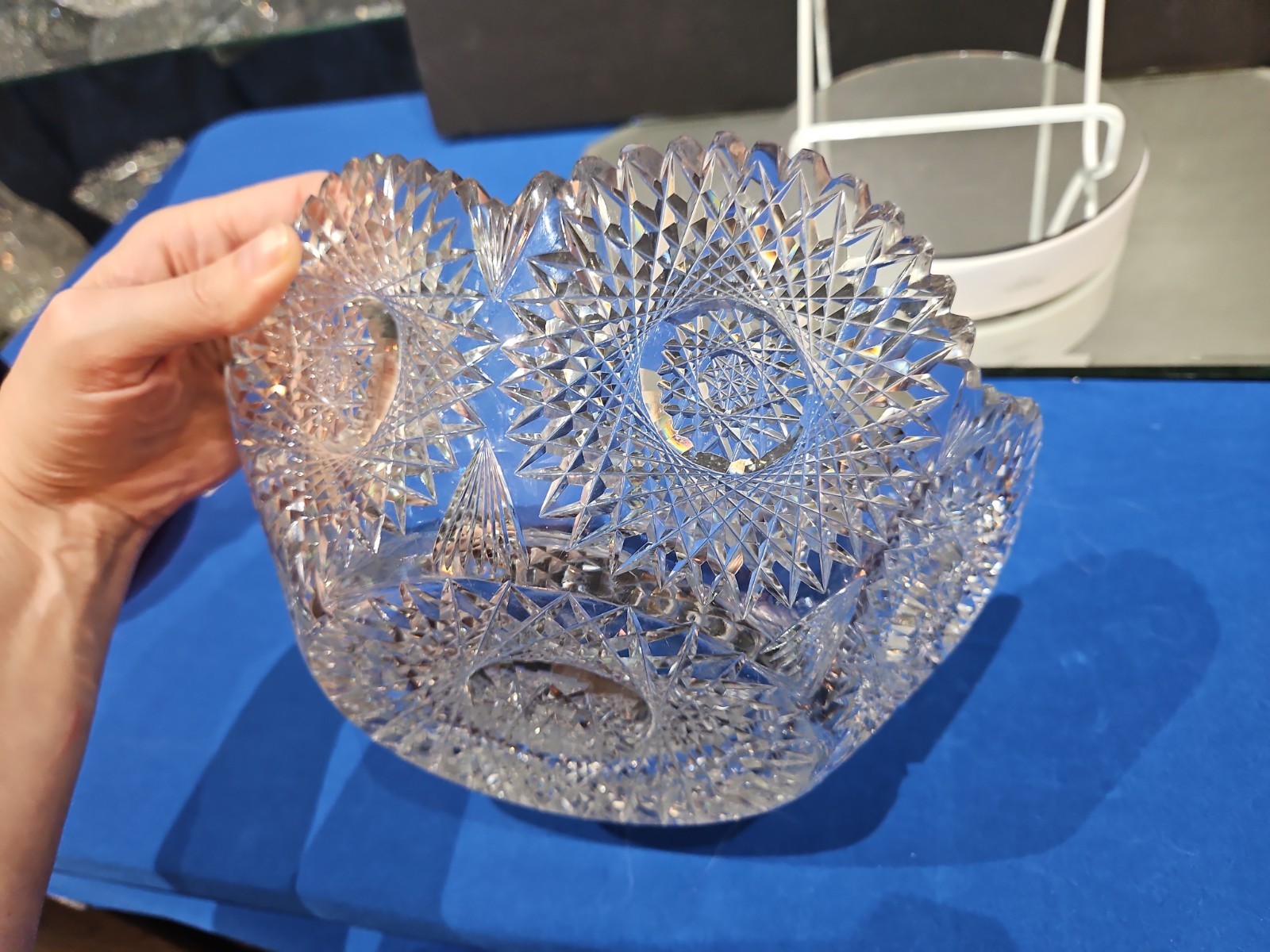 Extra Thick Bowl c.1900 American Brilliant Period Cut Glass Crystal Krantz Smith