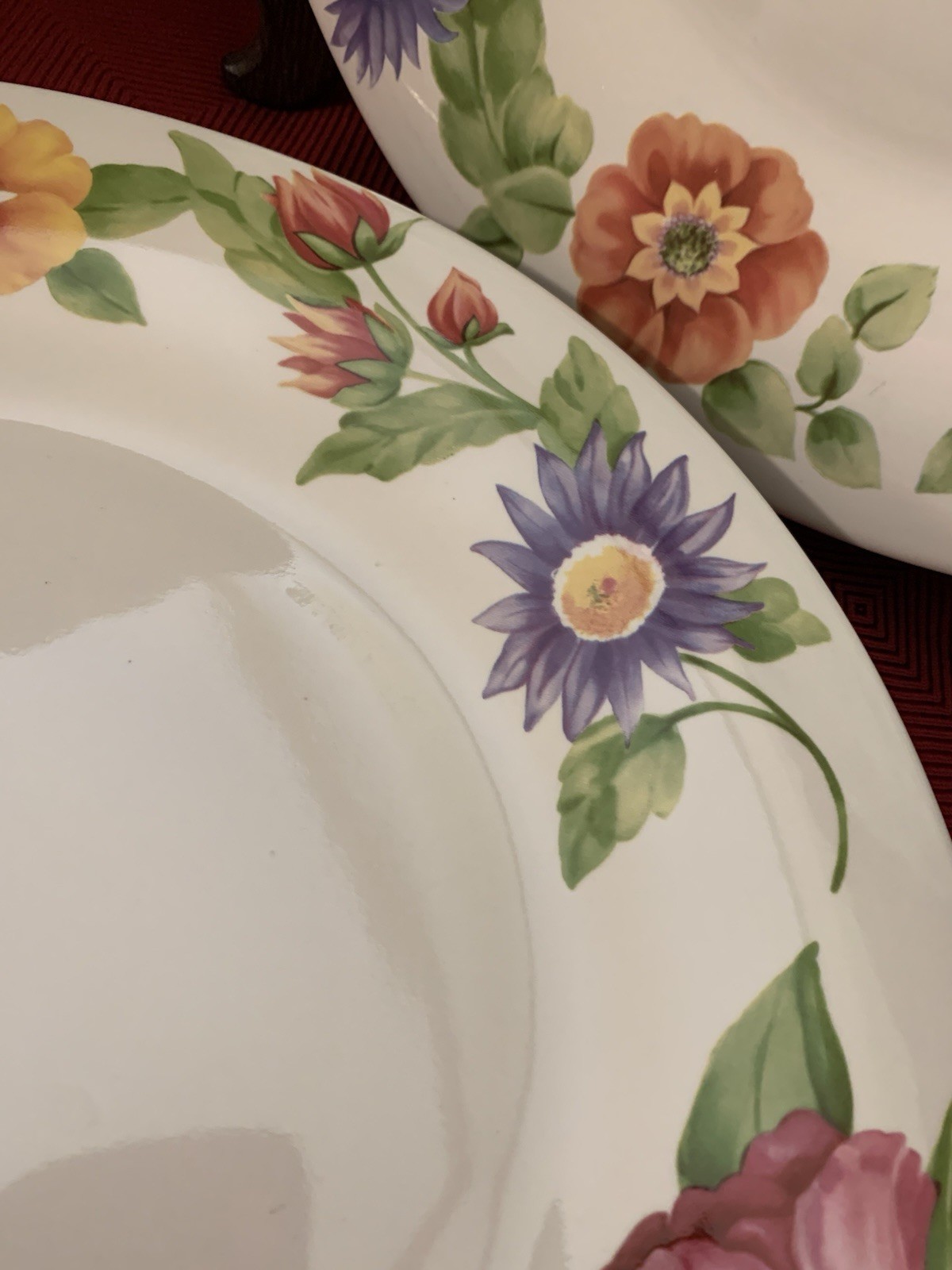 Pfaltzgraff EMMA Floral 12″ Chop Plates/Chargers/Serving Platters Set of 2