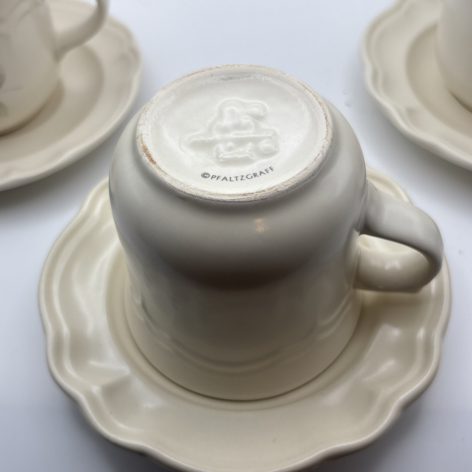 Vtg Pfaltzgraff Tea Rose Set Of 3 Cups & Saucers Replacements Floral Cottagecore