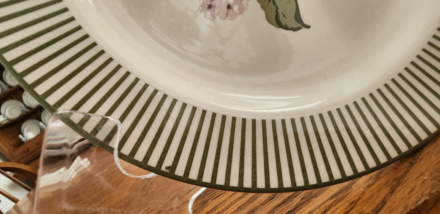 Hydrangea Salad Dessert Plate 8 1/2″ Martha Stewart Stoneware White Pink Green !