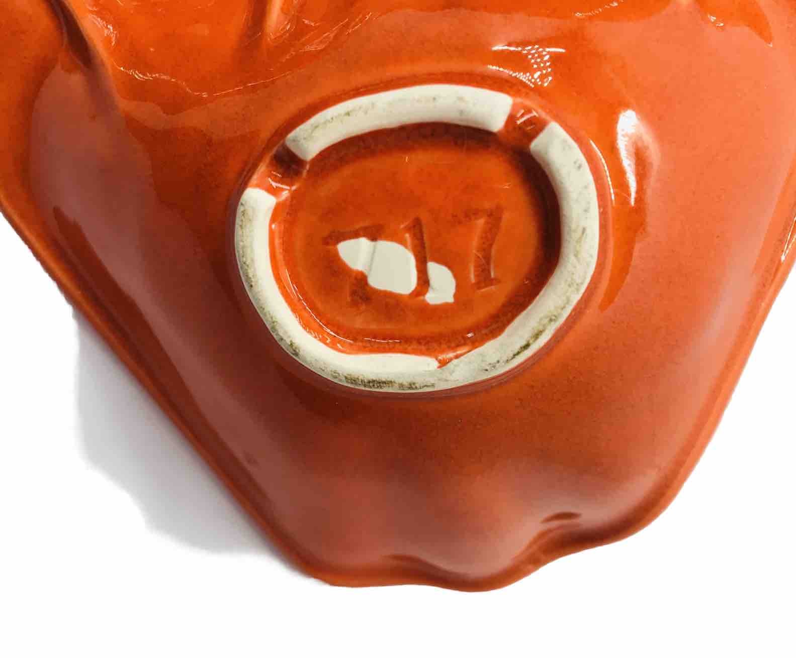 Vintage California Pottery 717 Orange Divided/3 Relish Nut Candy Dish Server MCM
