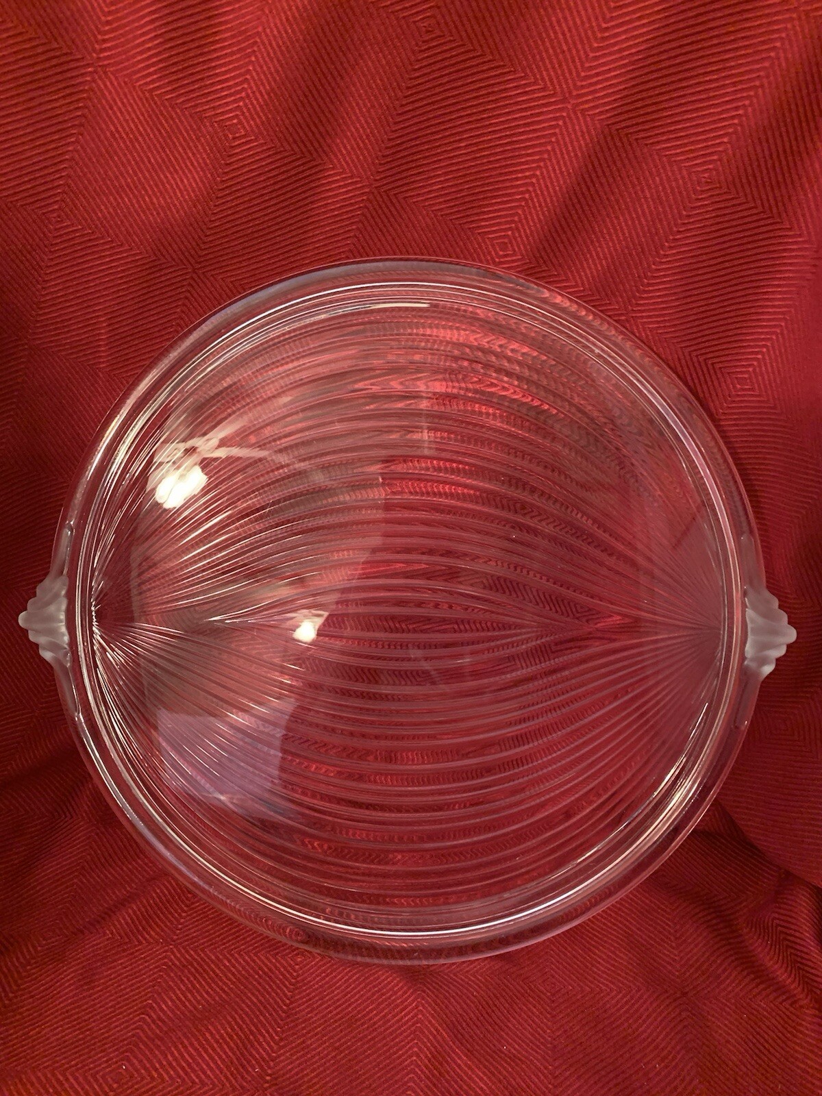 Mikasa Walther Neoclassical Crystal Ribbed Round Frosted Handles 13”Platter EUC
