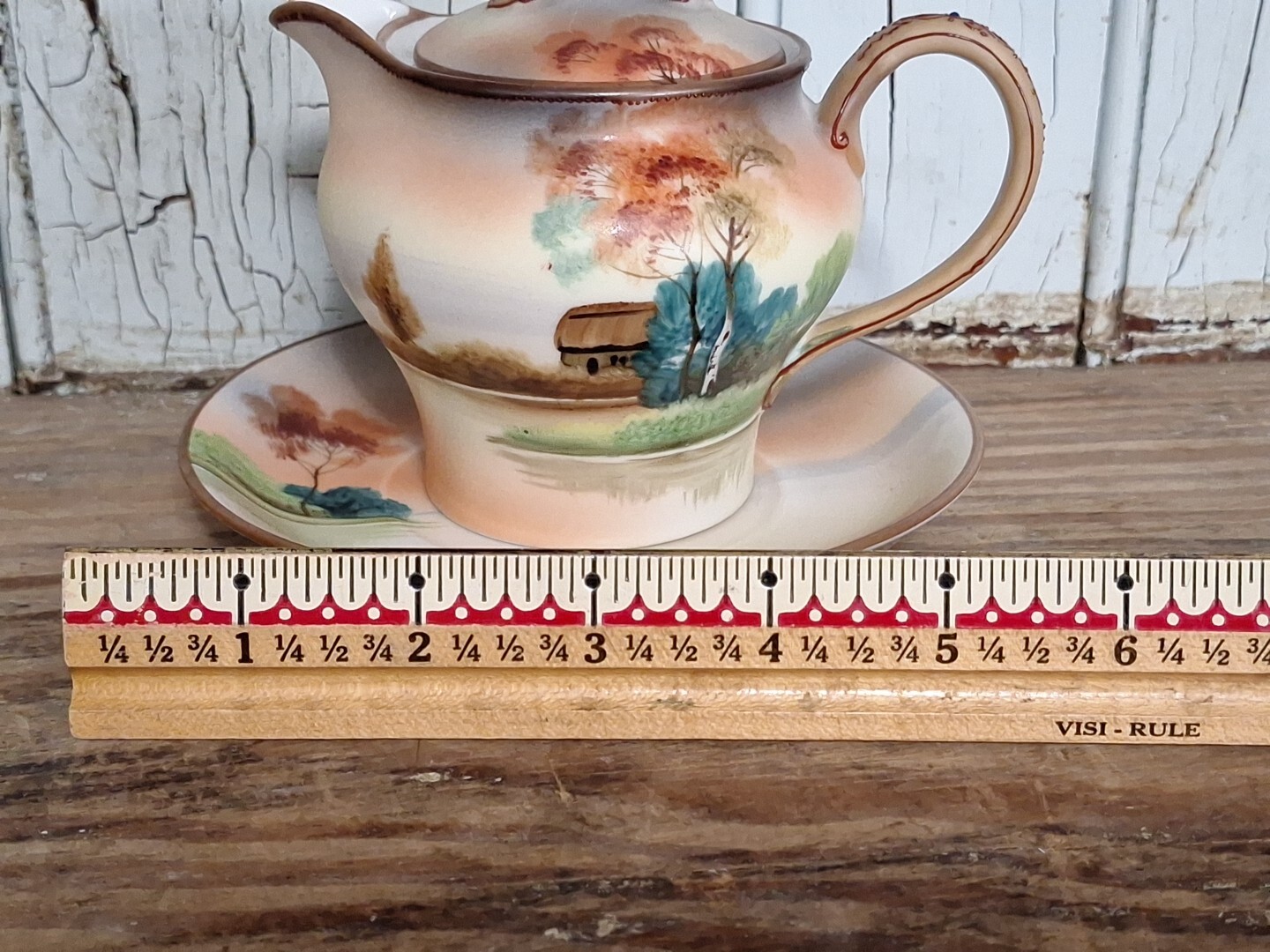 Antique Morimura Nippon Hand Painted Porcelain Creamer with lid, Saucer Moriage