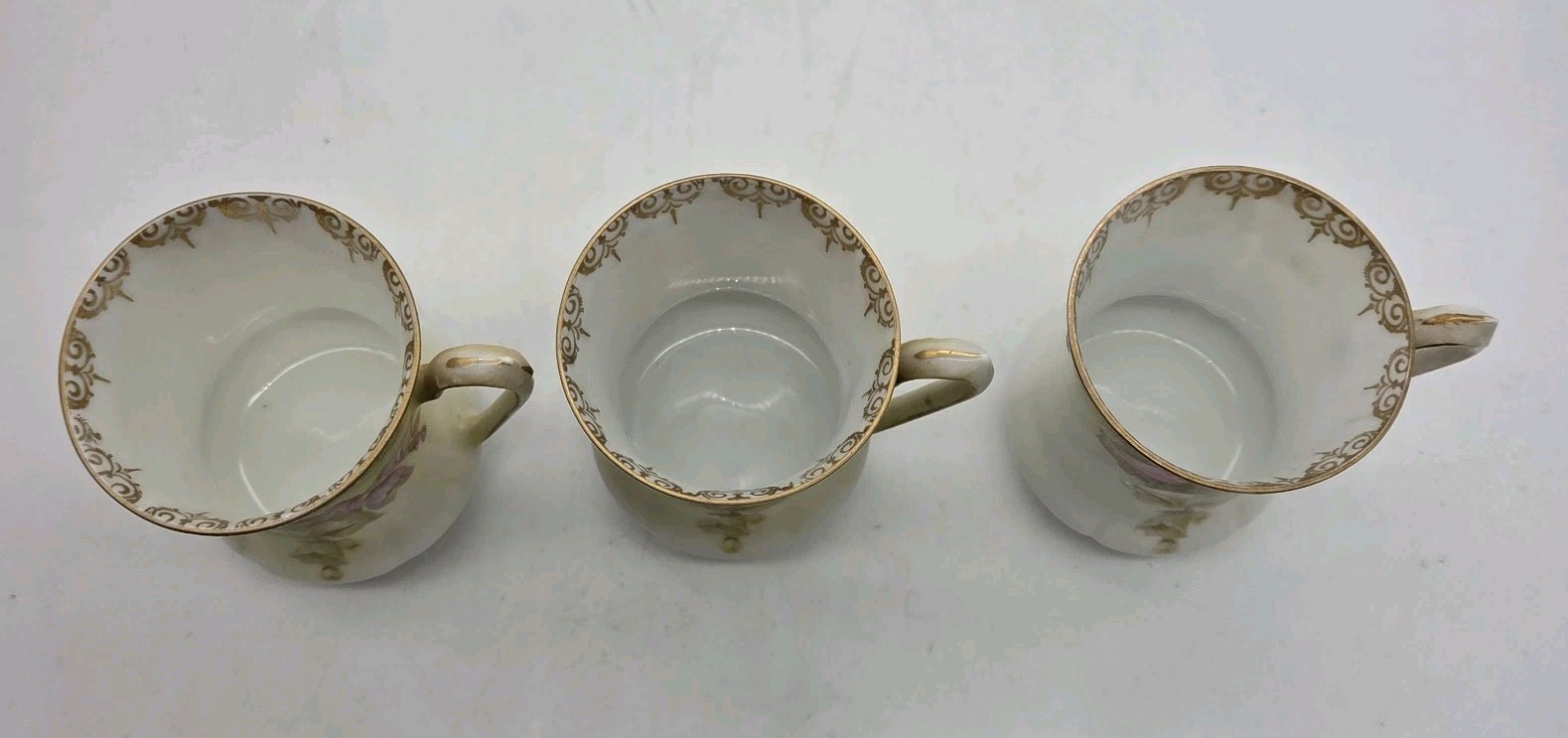 RS PRUSSIA Small Coffee Chocolate Demitasse Cup 3″ Foxglove Set of 3 Antique