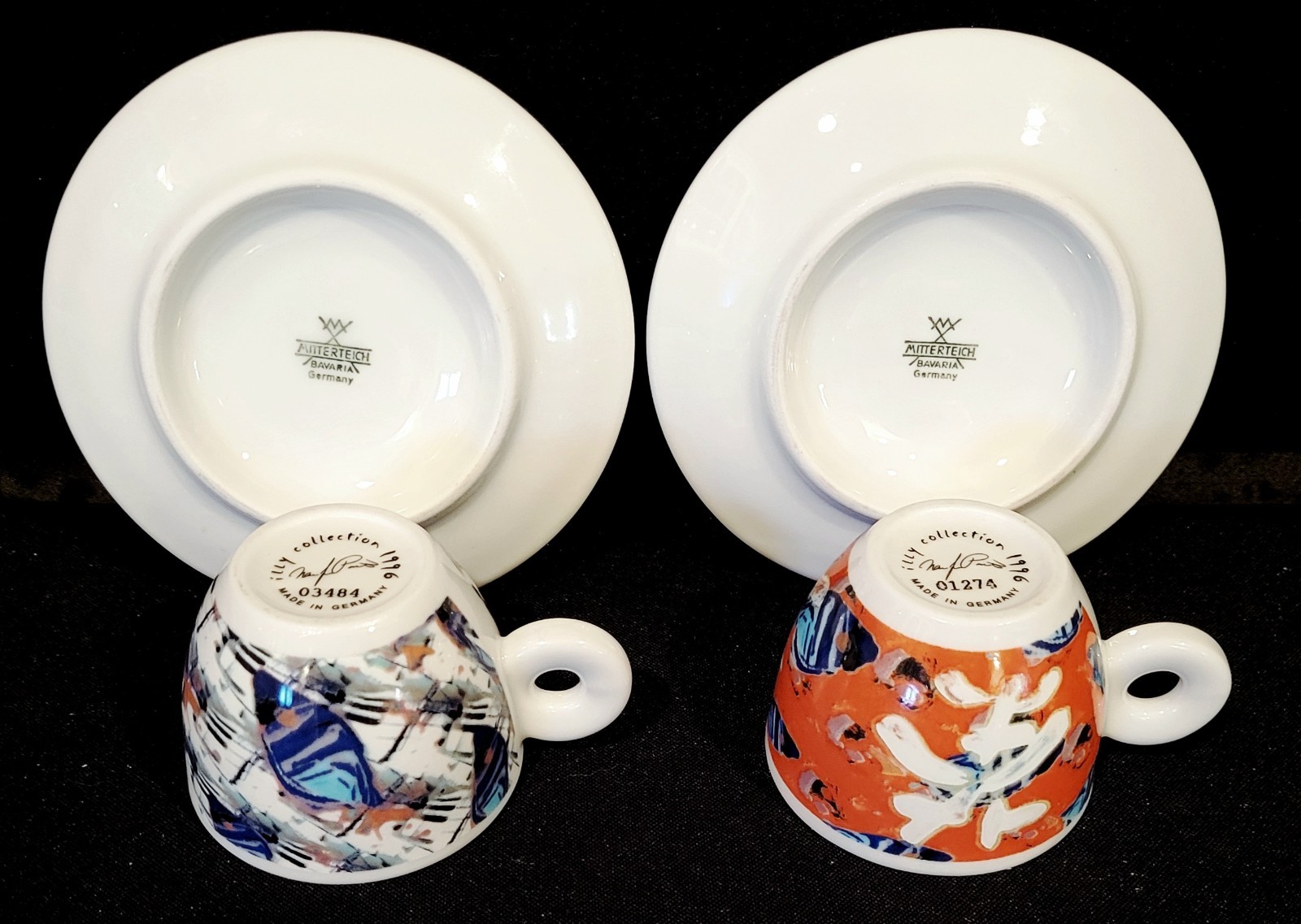 MITTERTEICH ILLY COLLECTION SET OF 6 ESPRESSO CUPS AND SAUCERS 1996 VINTAGE