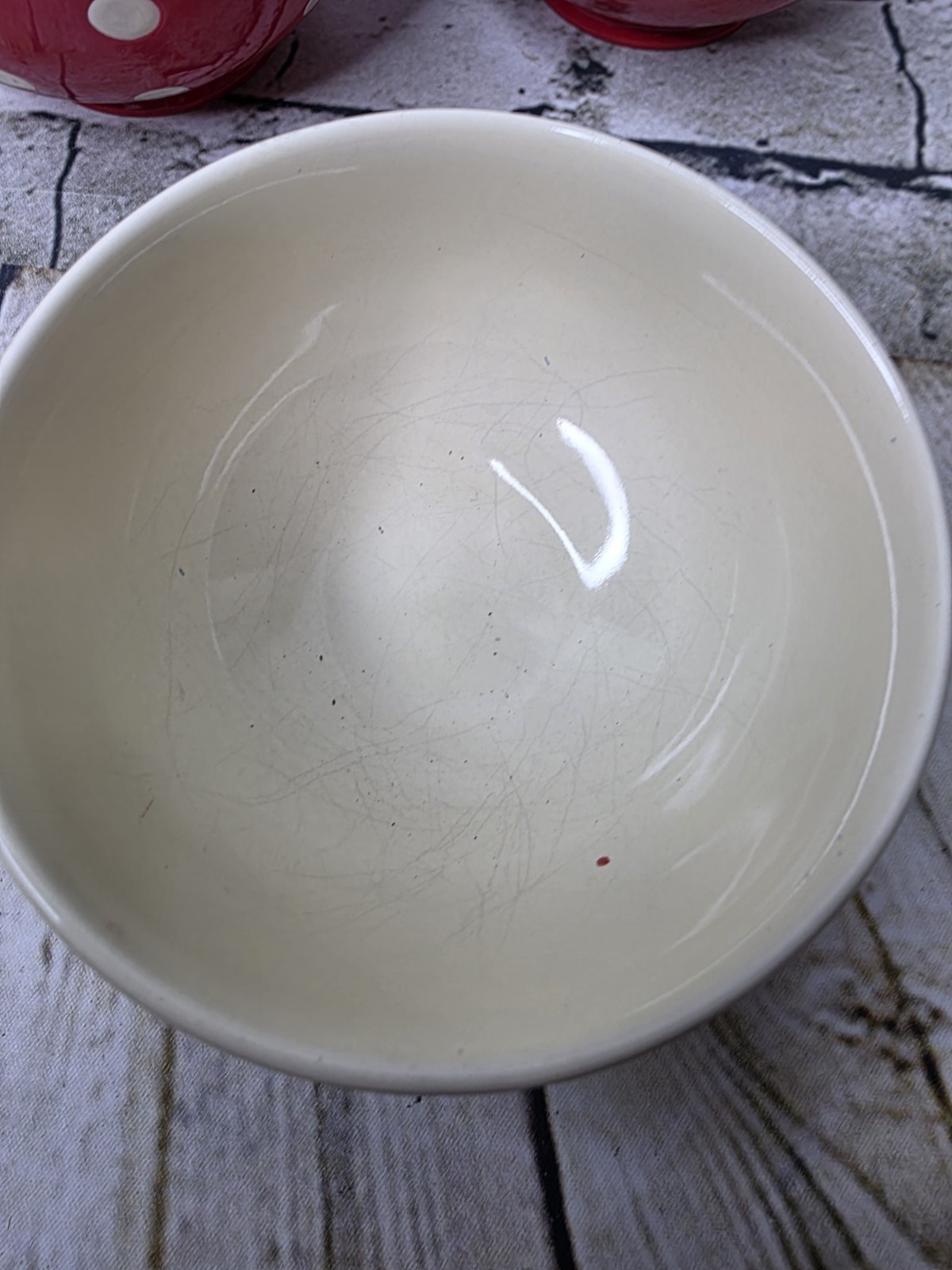 3 Red White Footed Polka Dot Cafe Au Lait Bowl 2.25 x 4.25 Inches