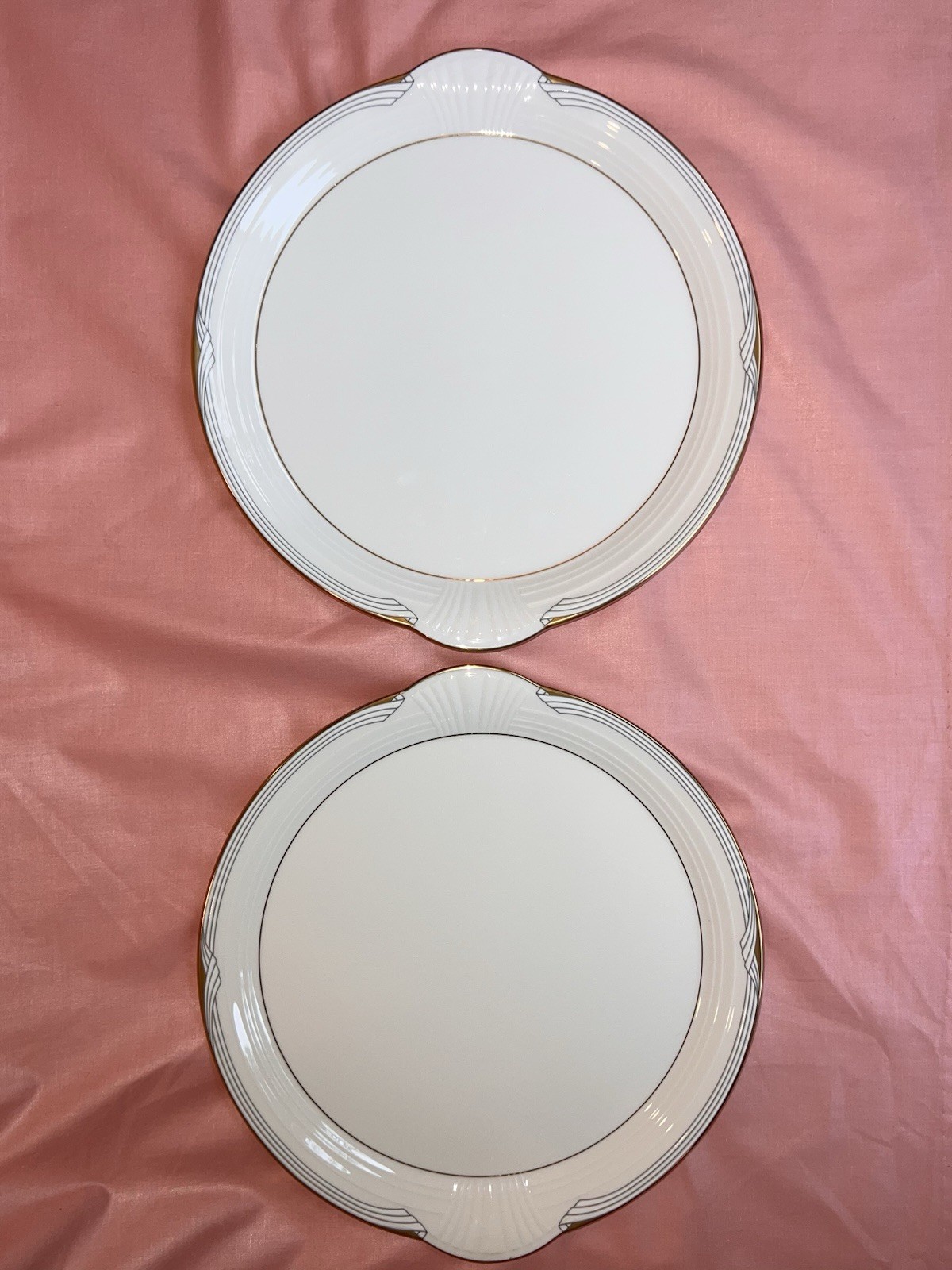 2 Golden Cove Handled Cake Plates by Noritake China Made In Japan