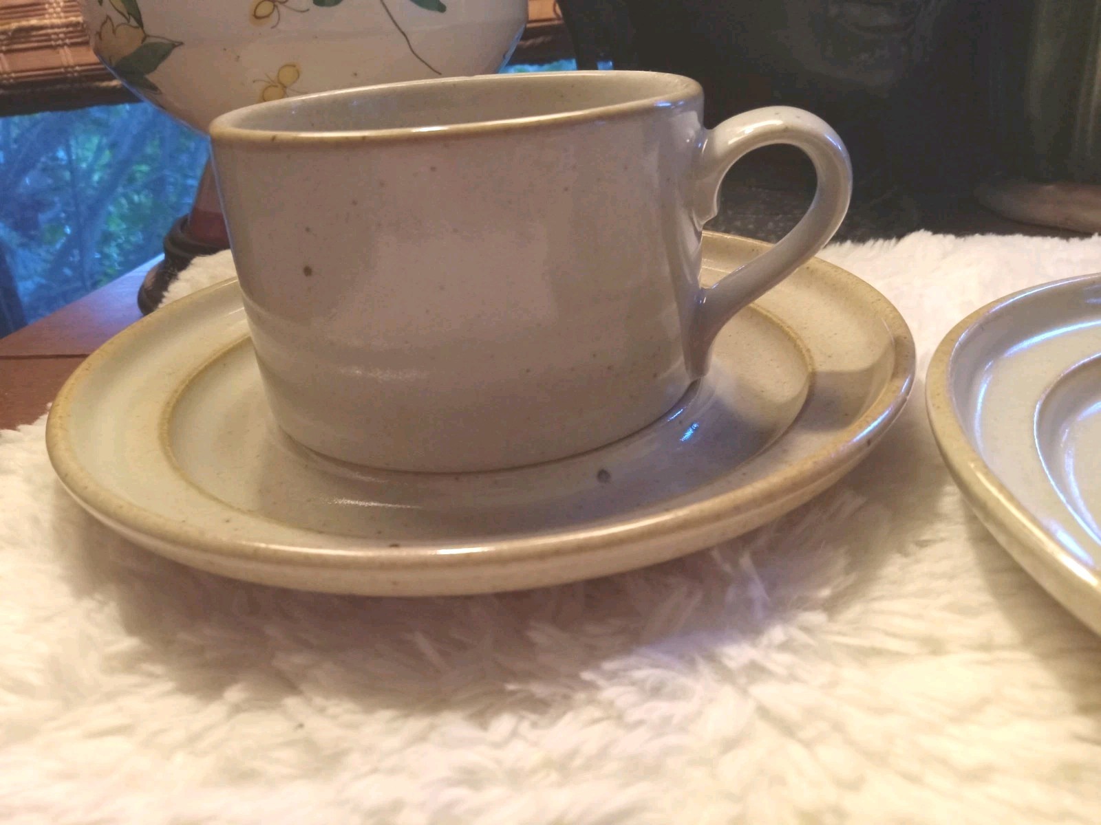 Vintage 70s Dansk Sugar Sand Niels Refsgaard Brown Mist Japan Cups & Saucers (2)