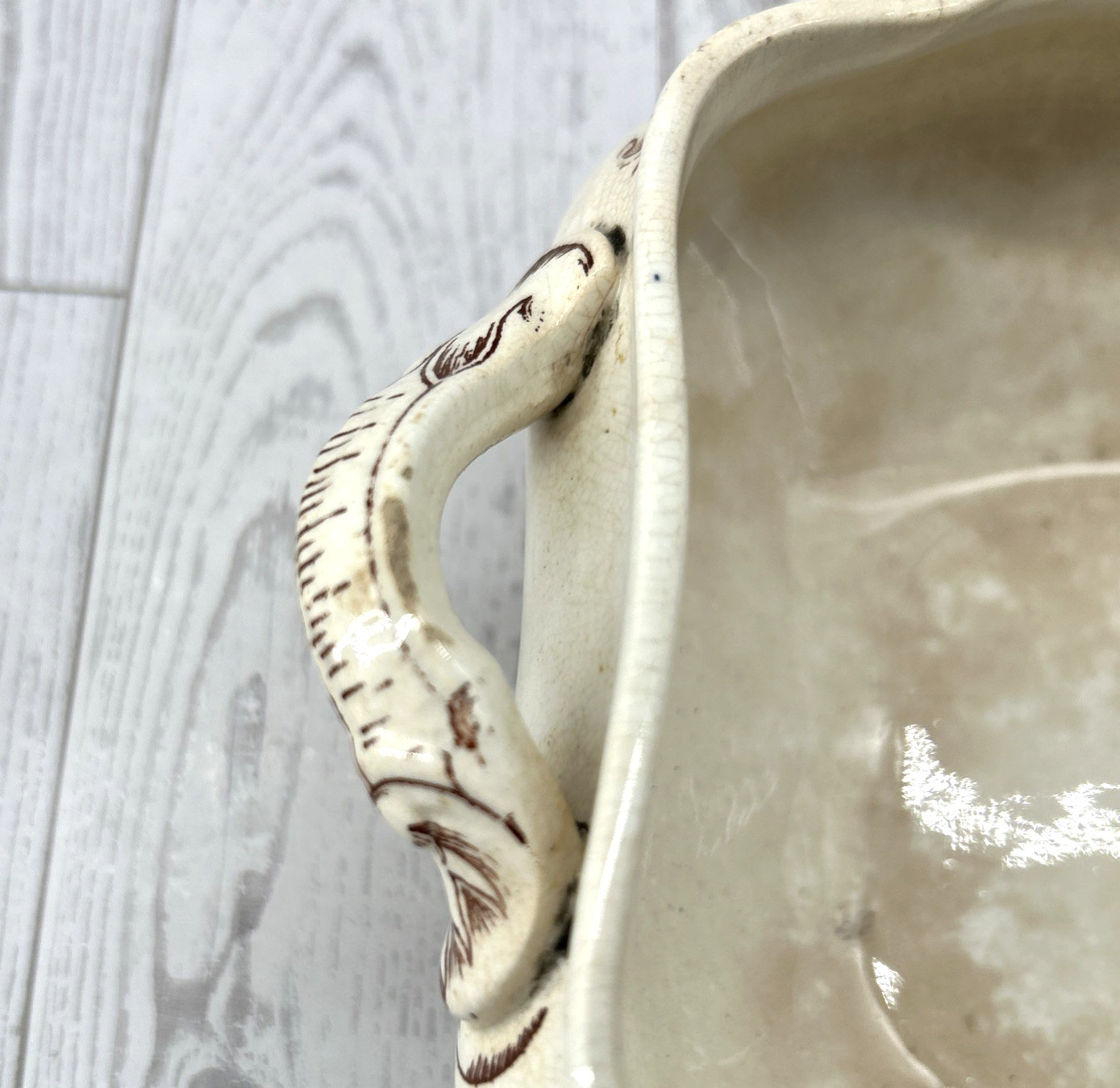 Antique 1800’s Brown Transferware Lidded Vegetable Dish Harvard H&CoC England