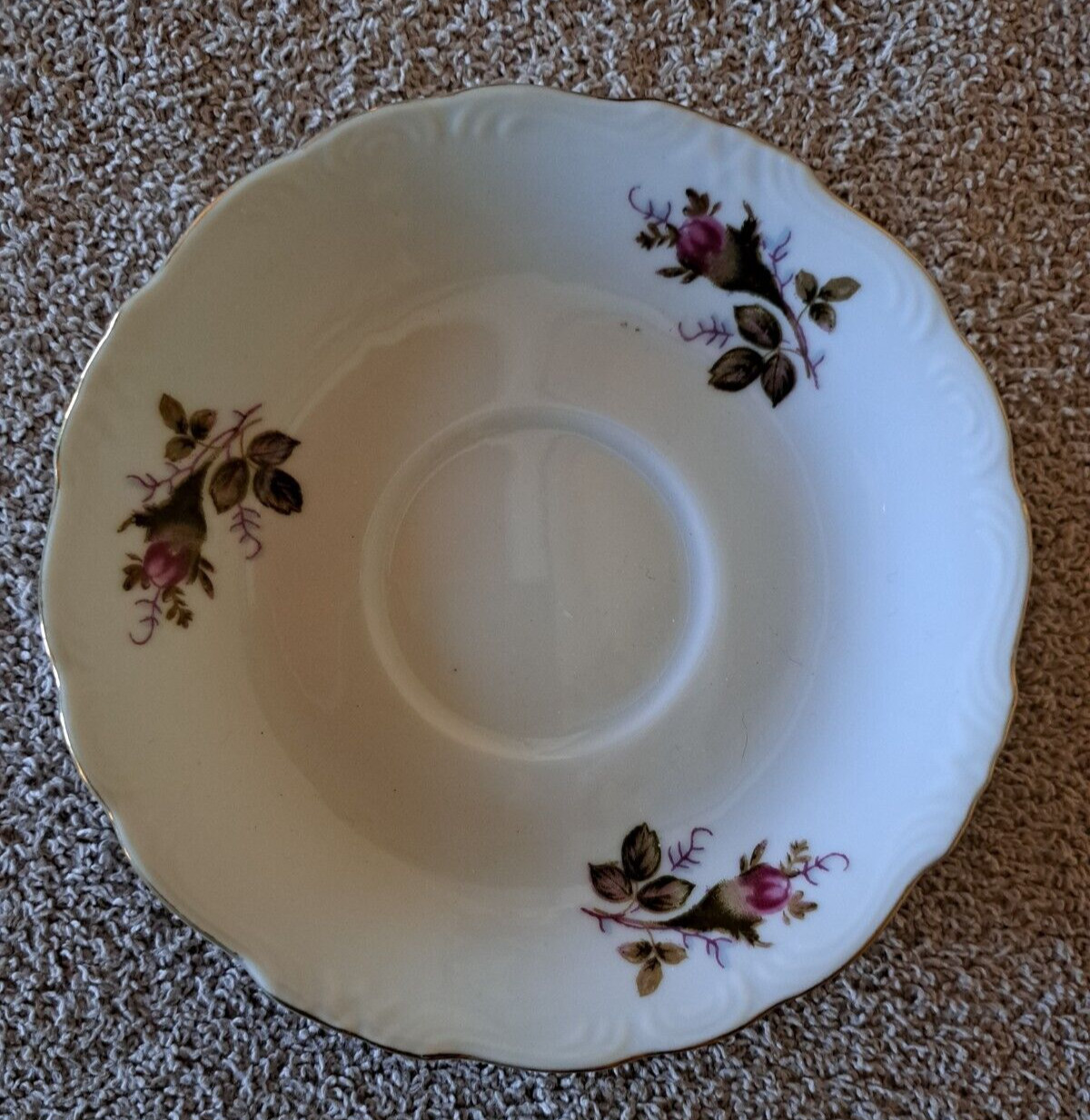 Vintage Moss Rose Saucers Set 2 5″ Plates