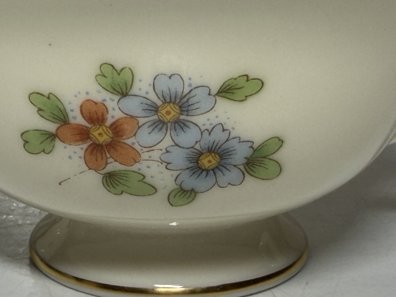 Lenox Teresa Footed Tea Cup and Saucer Set Vintage Ivory Fine China Gold Trim