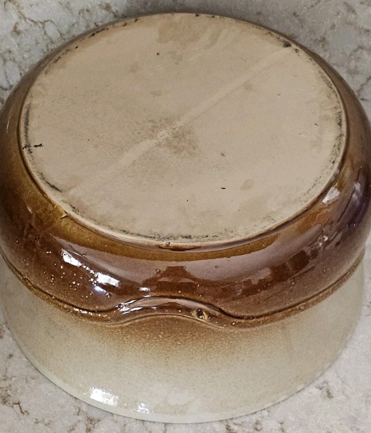 Pottery Ceramic Stoneware Bowl Pot Planter Ombre Brown Tan Rustic Farmhouse Vntg