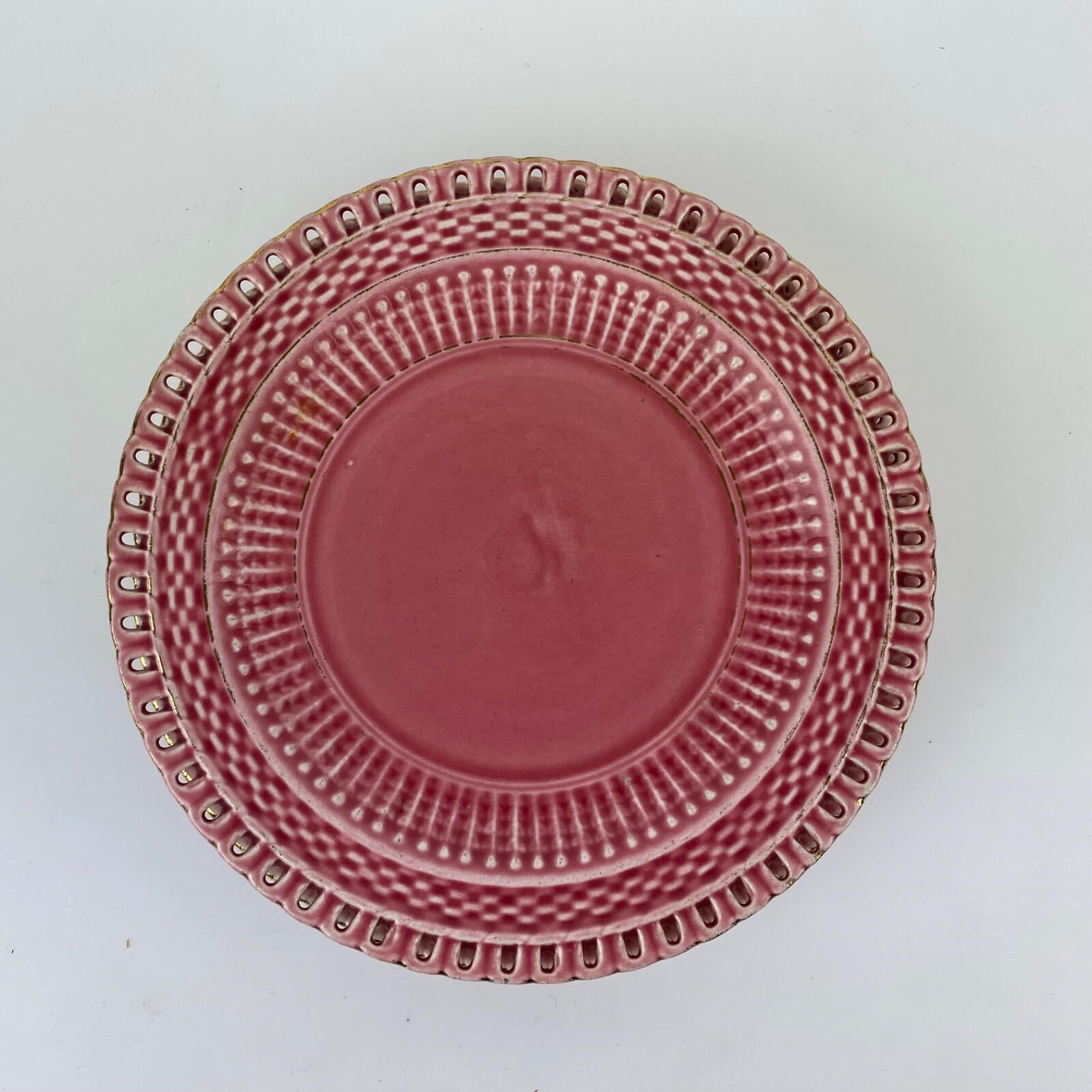 Lot 4 GBY Pink Plates 000 Lace Edge Shield Dessert Salad Decor Vintage Gift