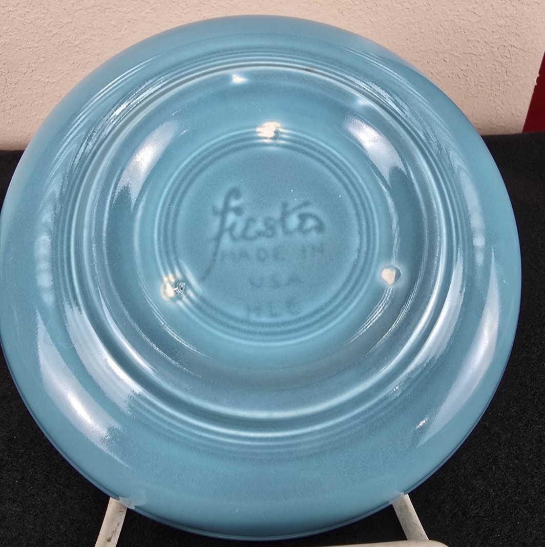 Vtg Fiesaware Dessert Bowl Turquoise 1936-1960 Atomic Era Urananium Glaze