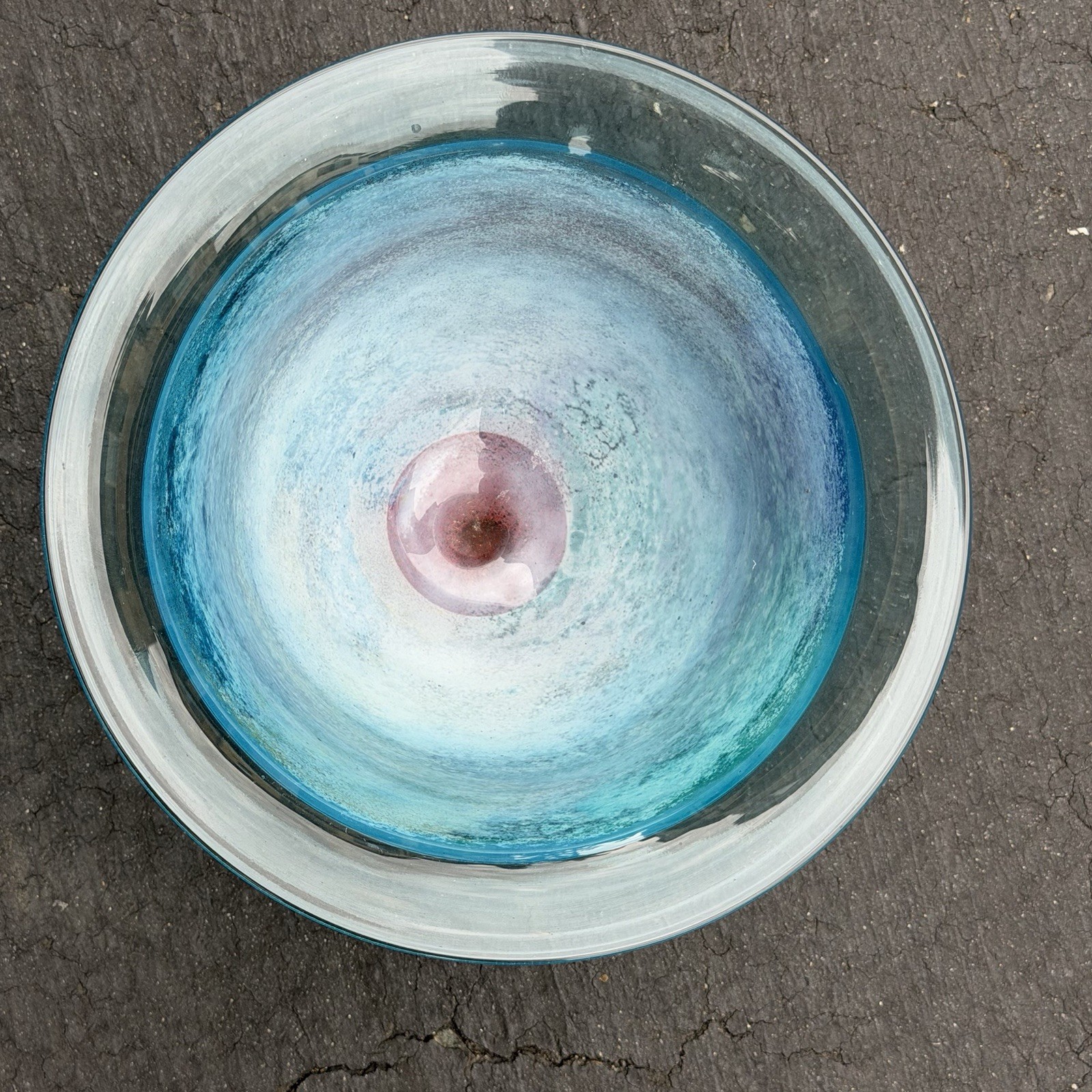 Kosta Boda “CanCan” Art Glass Pedestal Bowl Dish Blue Numbered – Kjell Engman