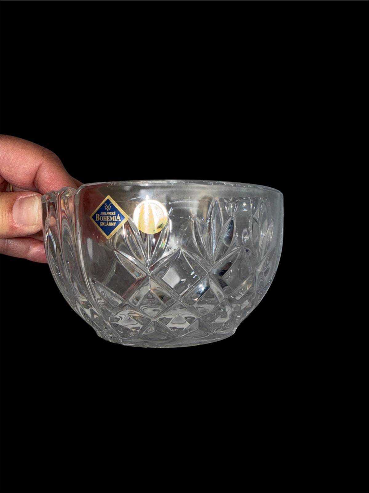 Vintage Bohemia Czech 24% LEAD CRYSTAL Candy Bowl Dish – WITH LABELS