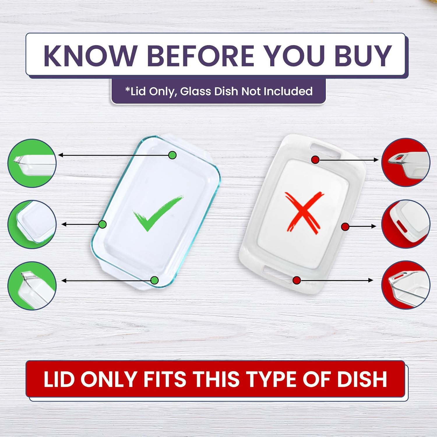 Replacement Lid Fits Pyrex 9X13 233 Glass Casserole Baking Dish Container with T