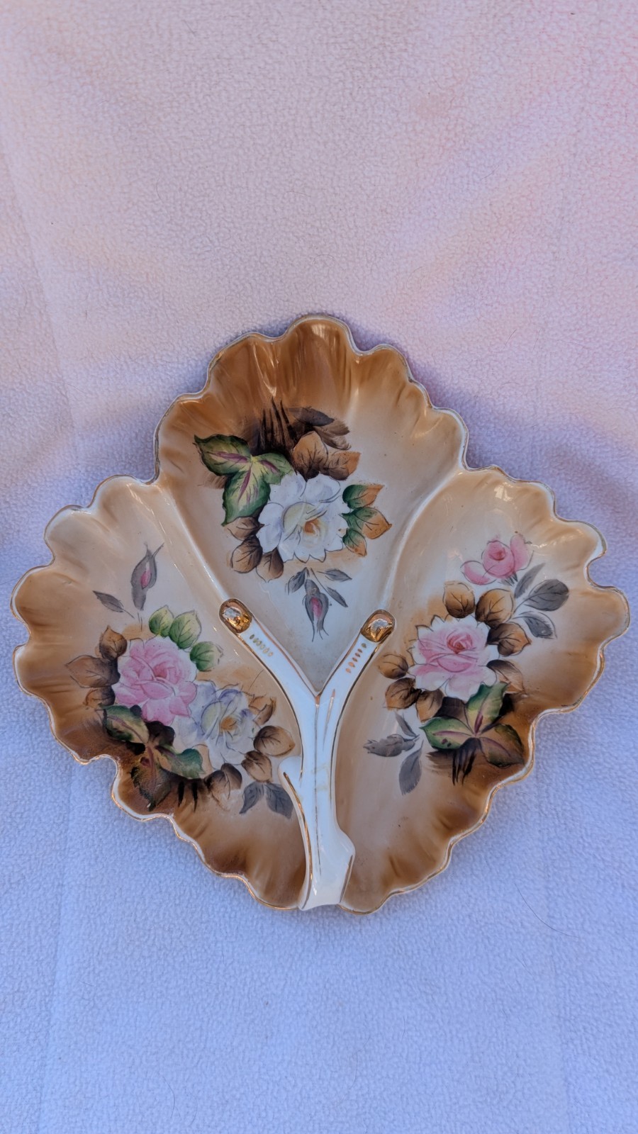 Lipper And Mann vintage hand-painted porcelain three-part dish