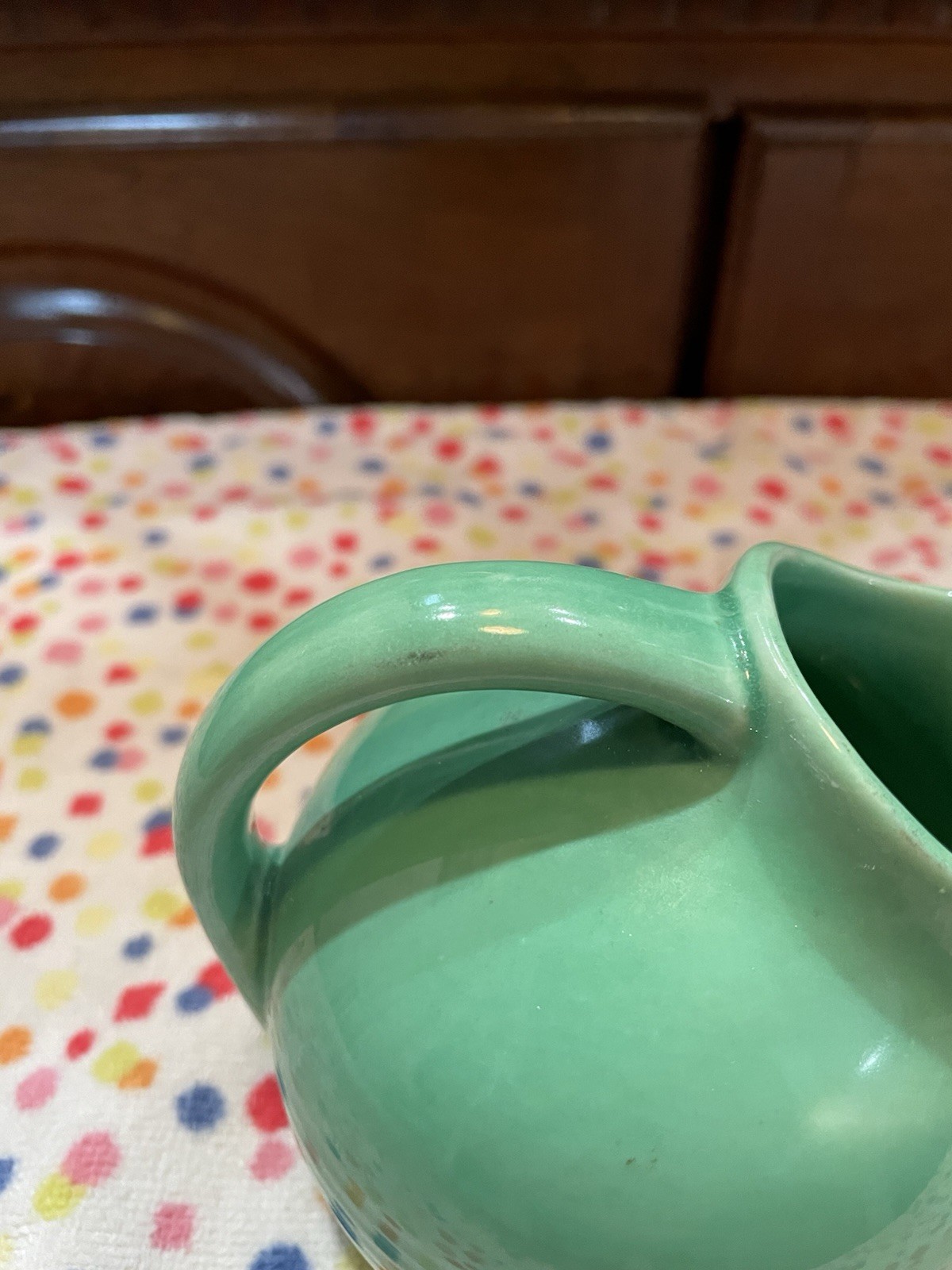Homer Laughlin Harlequin Novelty Creamer Original Green Vintage HTF Free Ship