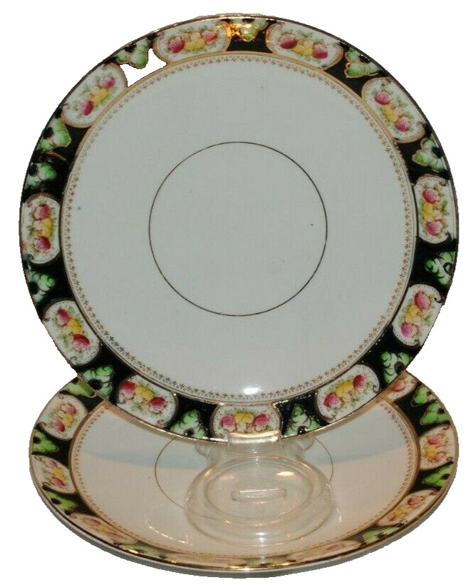 VINTAGE STANDARD CHINA IMARI LOT 2 SALAD PLATES COBALT BLUE RUST GOLD ENGLAND